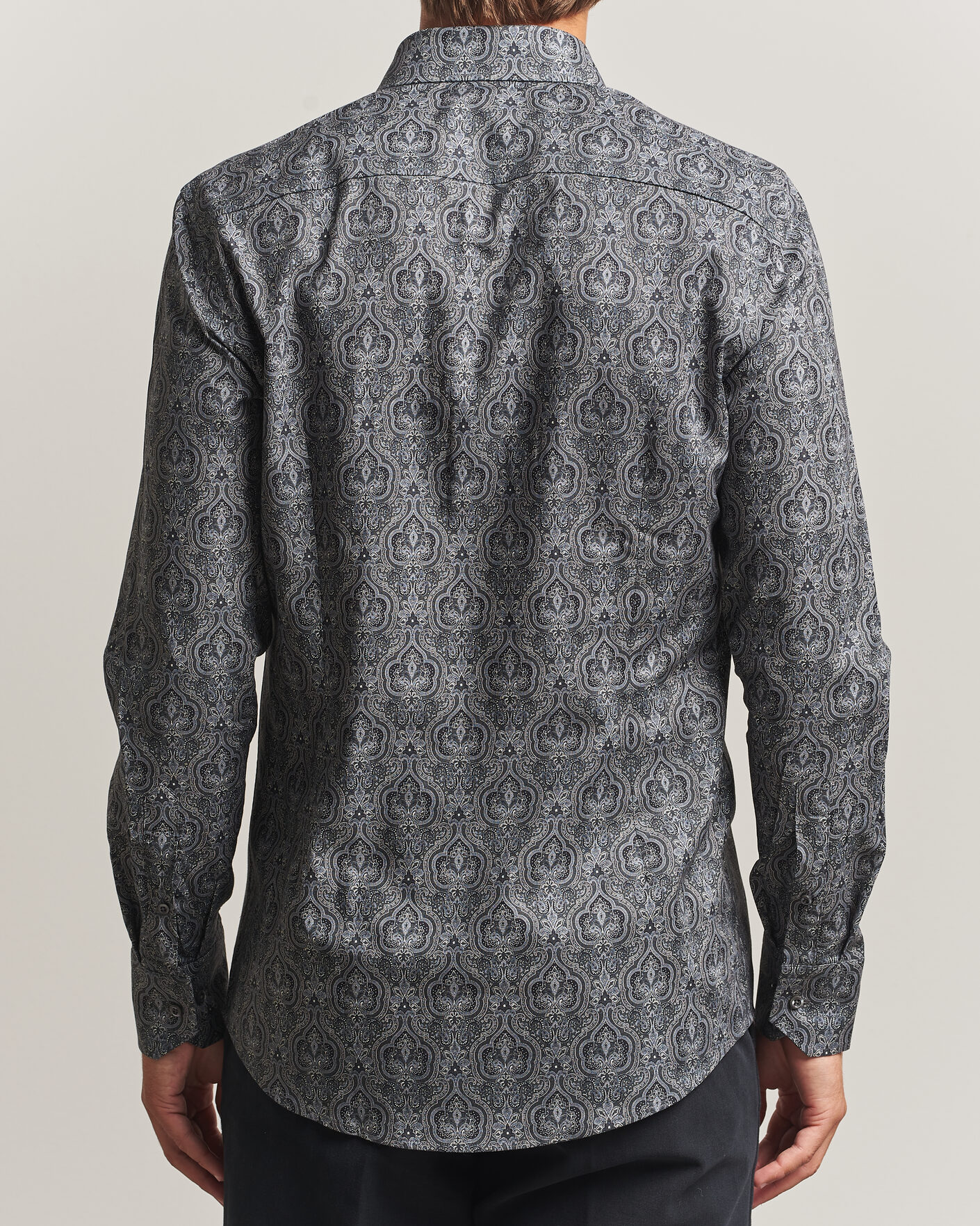 Herr | Skjortor | Stenströms | Slimline Paisley Print Cut Away Shirt Grey