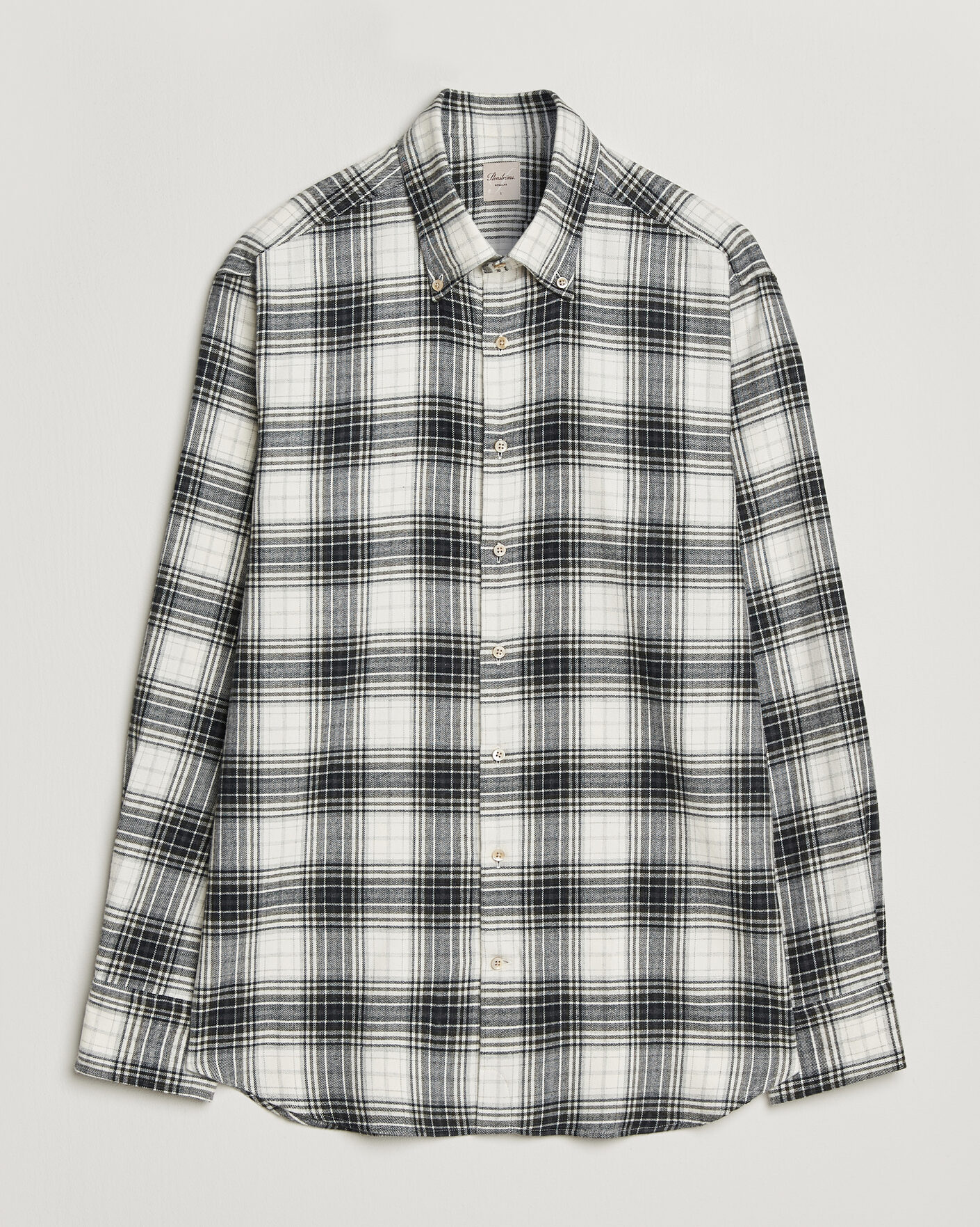 Herr | Skjortor | Stenströms | Regular Fit Check Button Down Flannel Shirt Grey