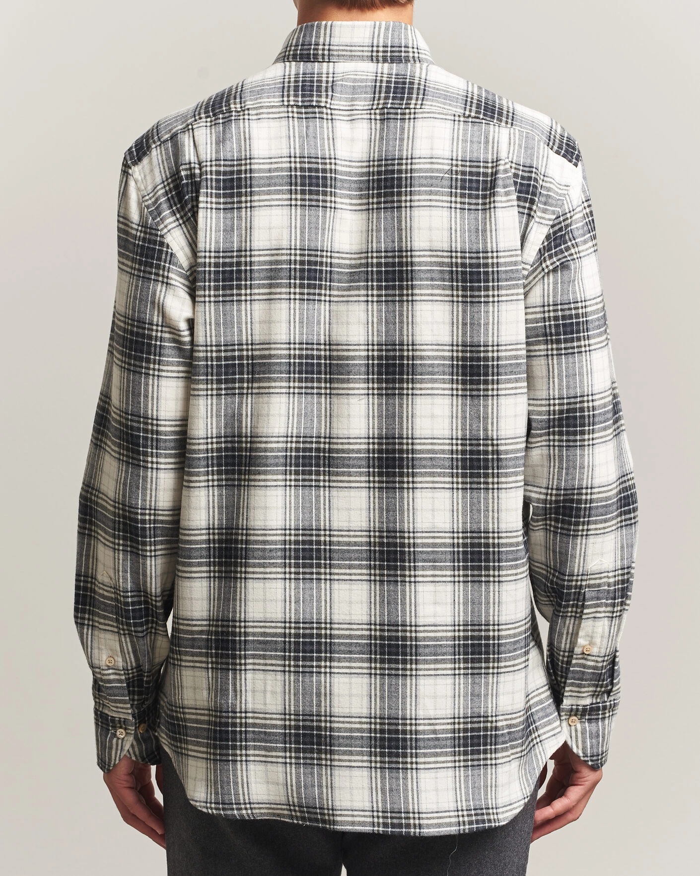 Herr | Skjortor | Stenströms | Regular Fit Check Button Down Flannel Shirt Grey