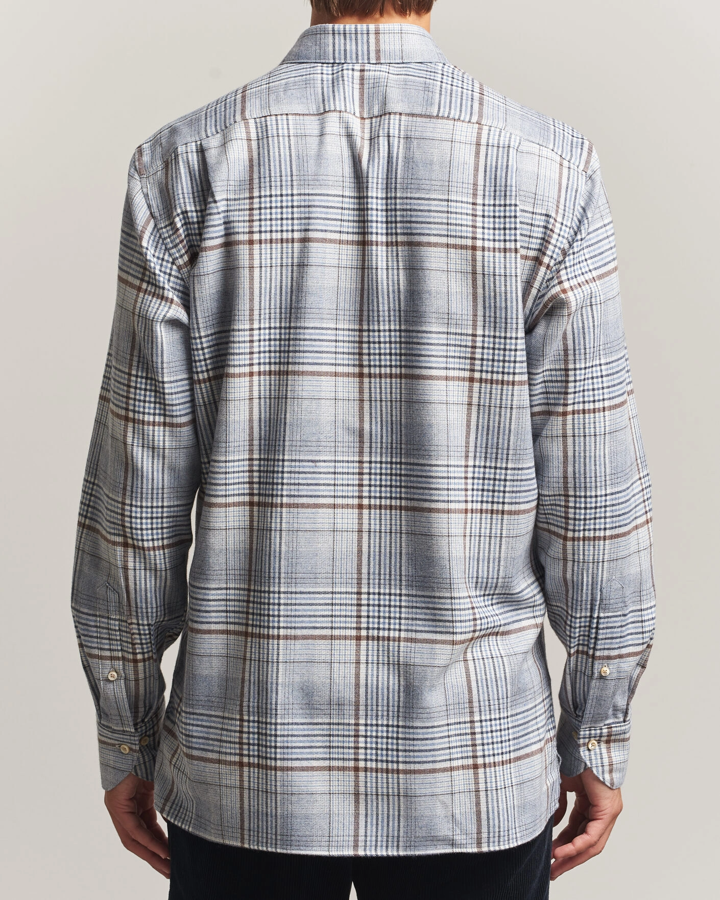 Herr | Skjortor | Stenströms | Regular Fit Front Pocket Flannel Shirt Blue