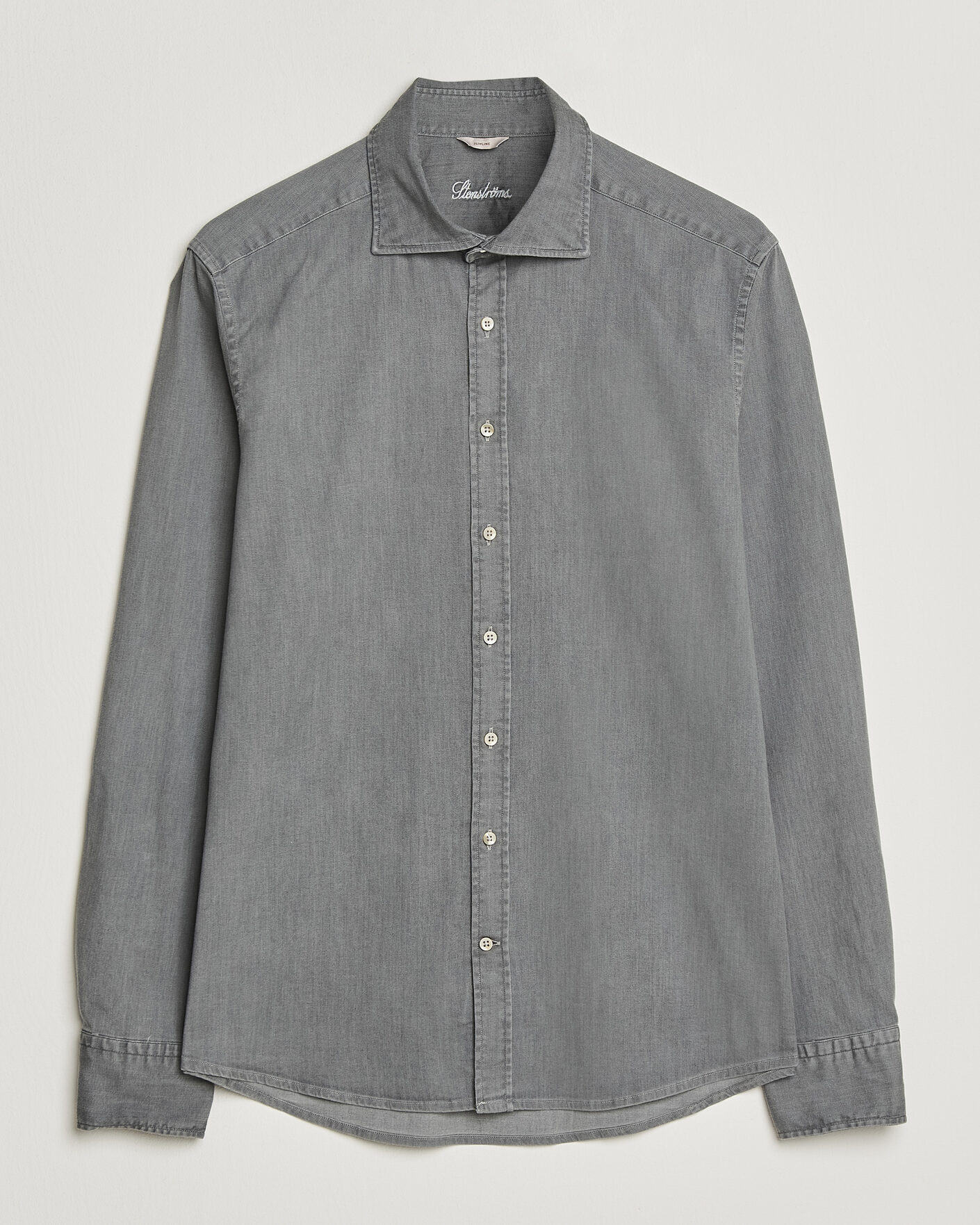 Herr | Skjortor | Stenströms | Slimline Garment Washed Shirt Grey Denim