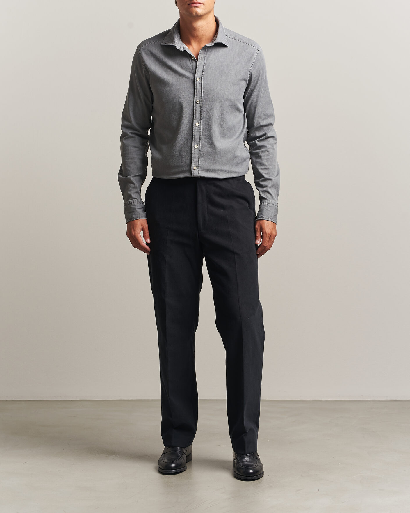 Herr | Skjortor | Stenströms | Slimline Garment Washed Shirt Grey Denim