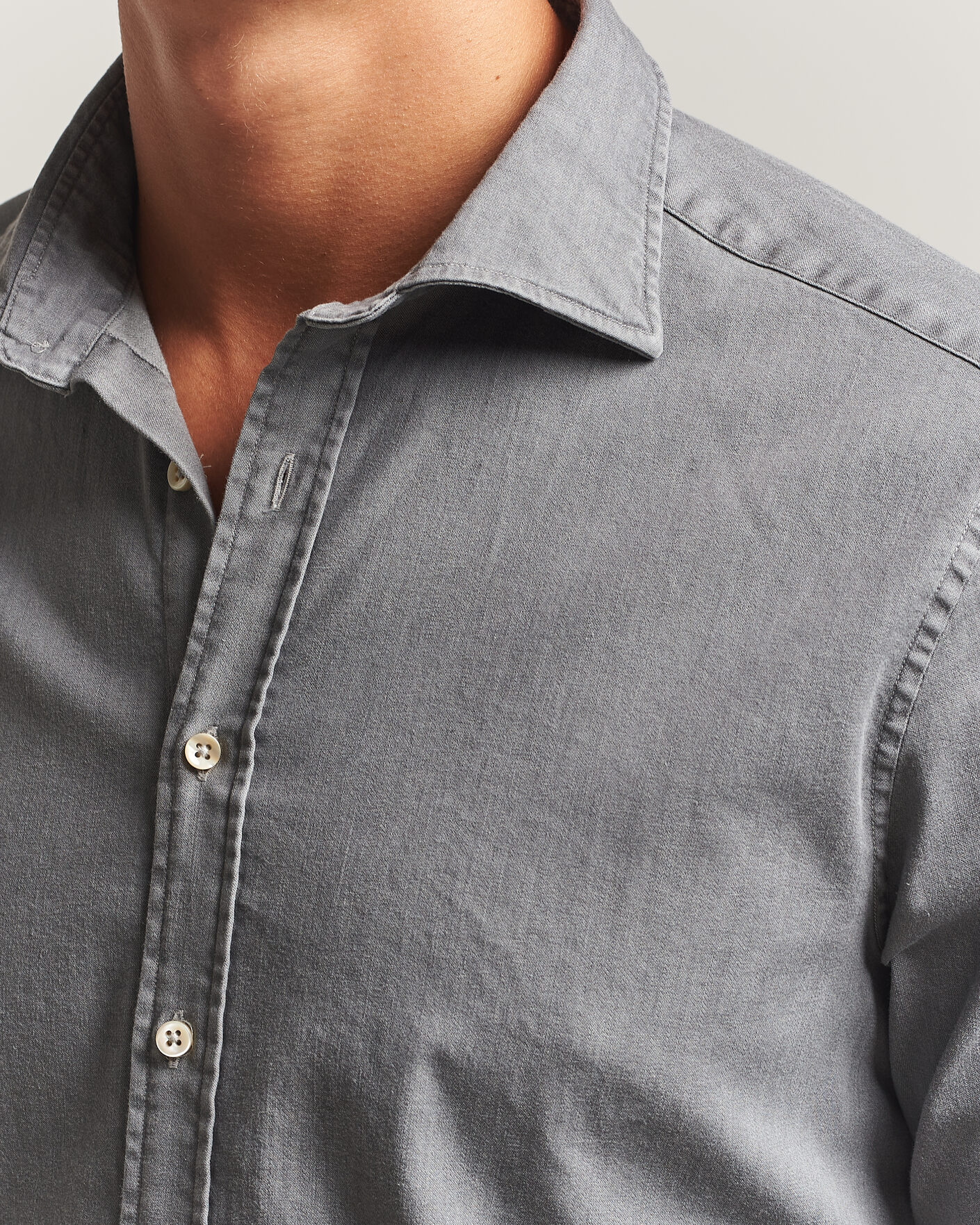 Herr | Skjortor | Stenströms | Slimline Garment Washed Shirt Grey Denim