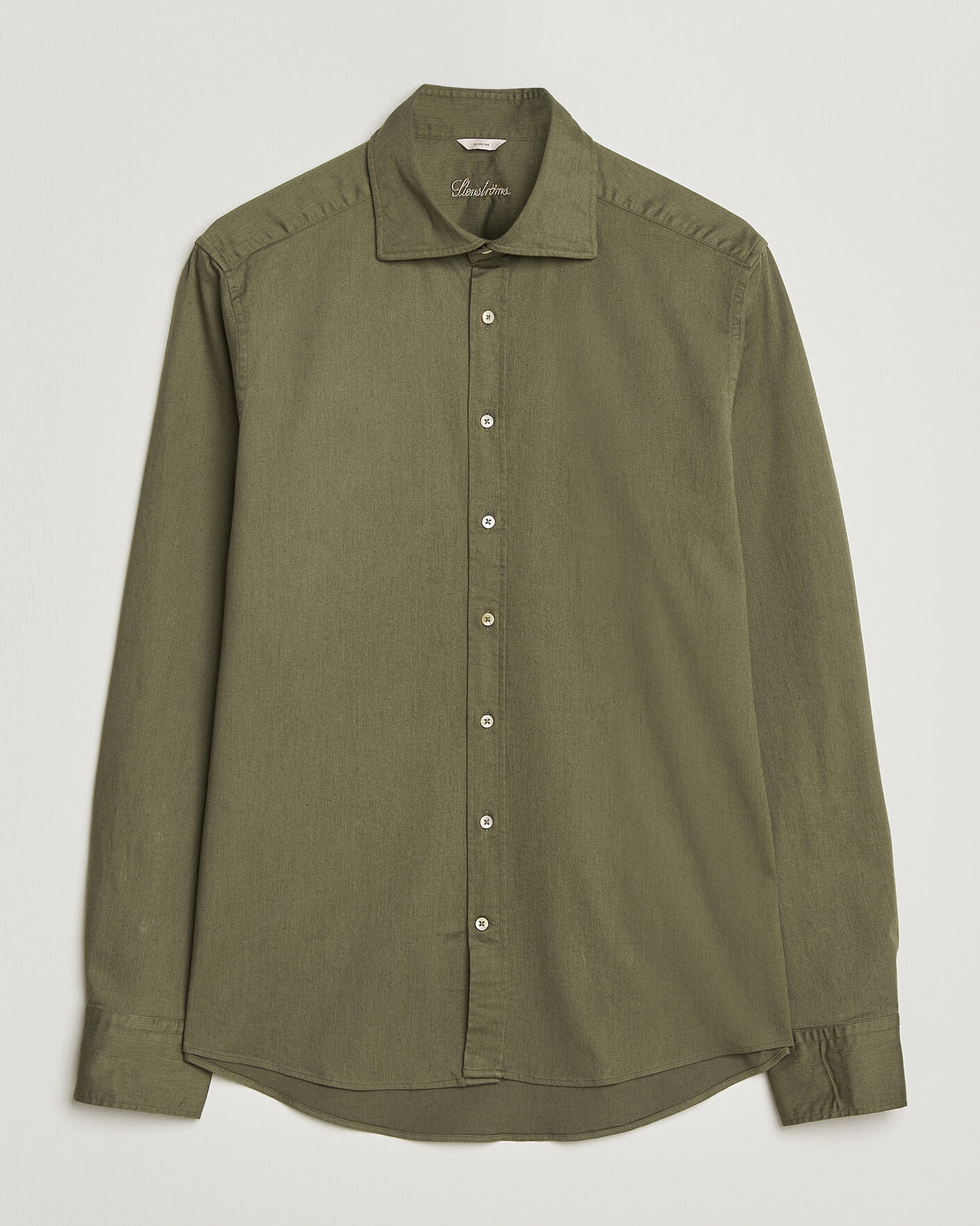 Herr | Skjortor | Stenströms | Slimline Garment Washed Shirt Green Denim
