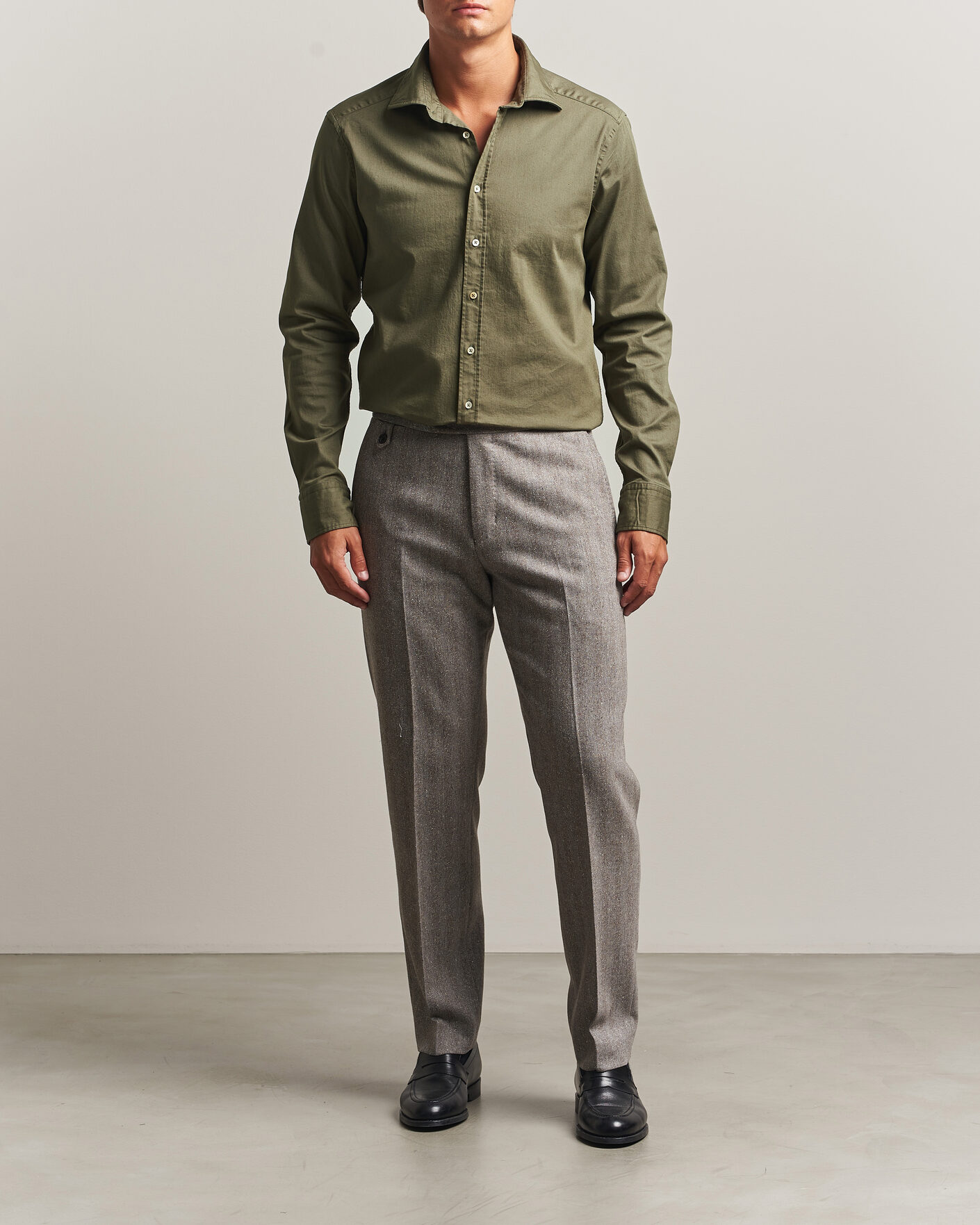 Herr | Skjortor | Stenströms | Slimline Garment Washed Shirt Green Denim