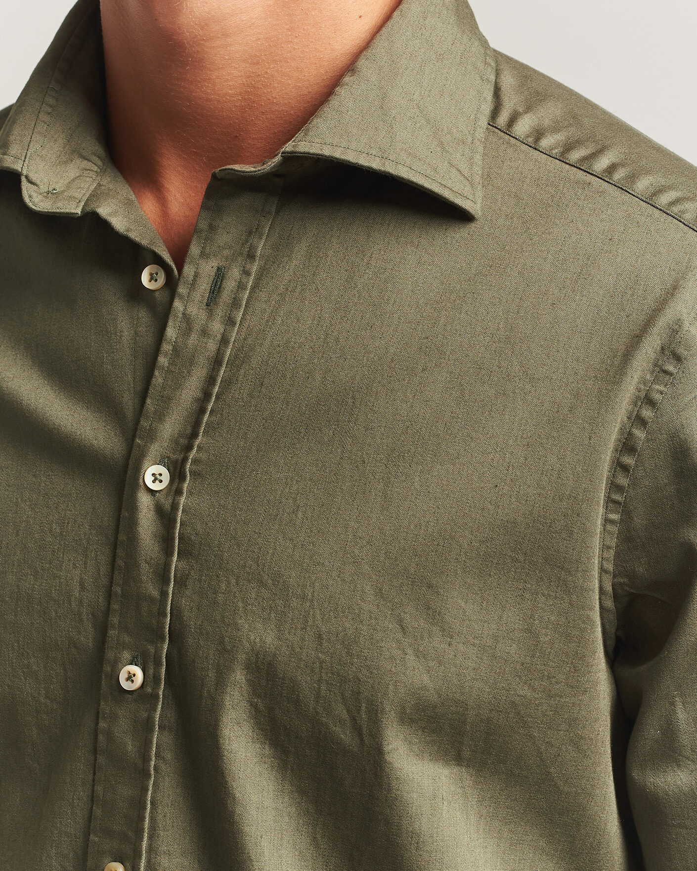 Herr | Skjortor | Stenströms | Slimline Garment Washed Shirt Green Denim