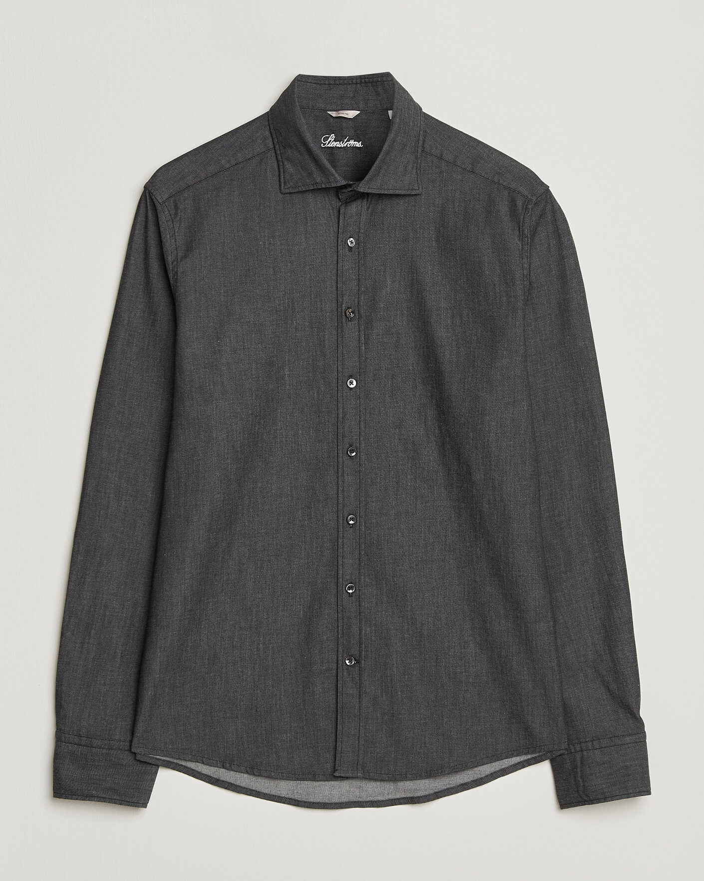 Herr | Skjortor | Stenströms | Slimline Garment Washed Shirt Black Denim