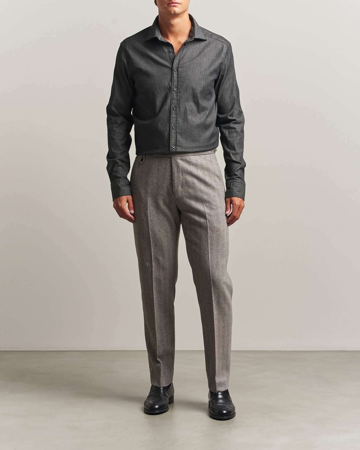 Herr | Skjortor | Stenströms | Slimline Garment Washed Shirt Black Denim