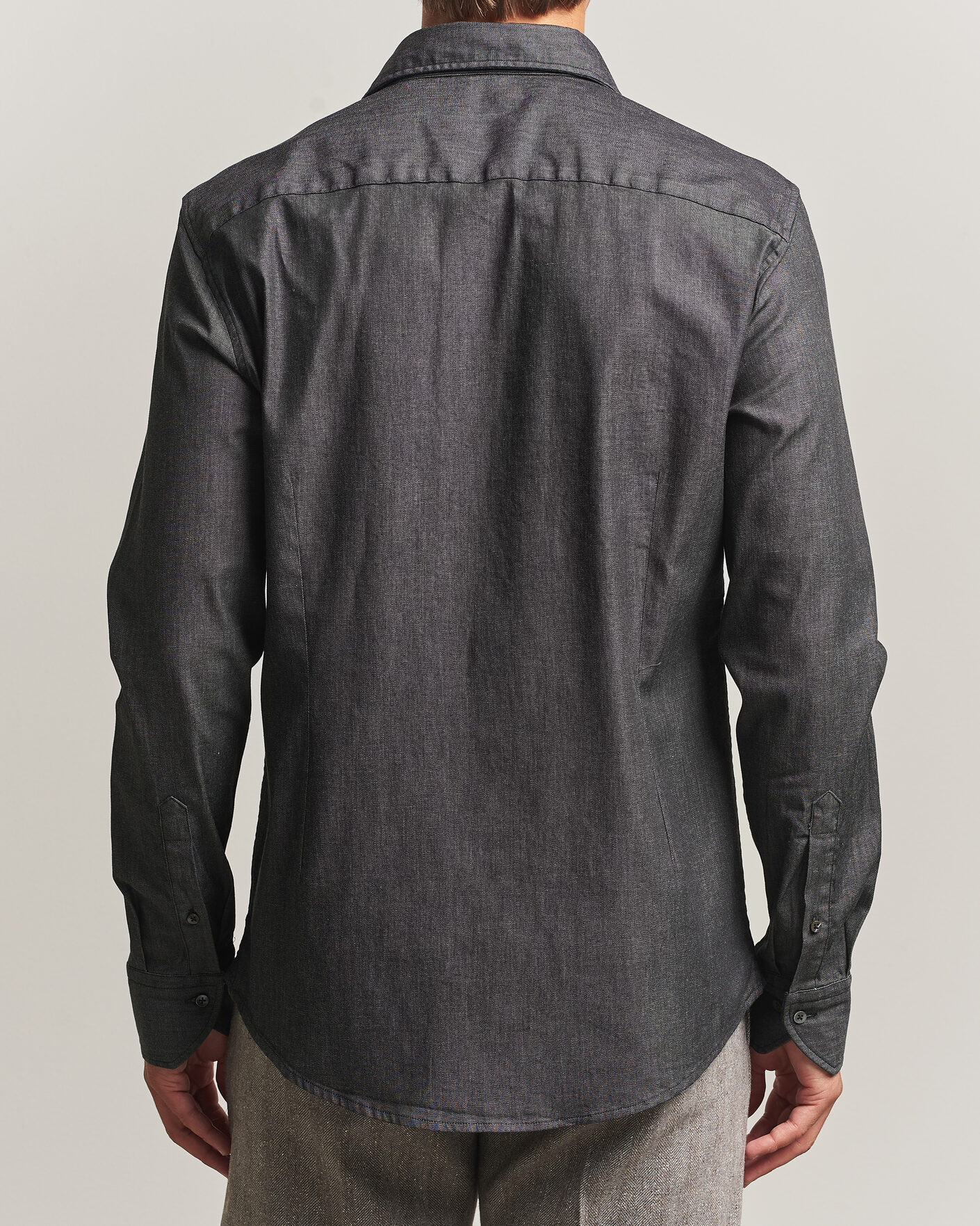Herr | Skjortor | Stenströms | Slimline Garment Washed Shirt Black Denim