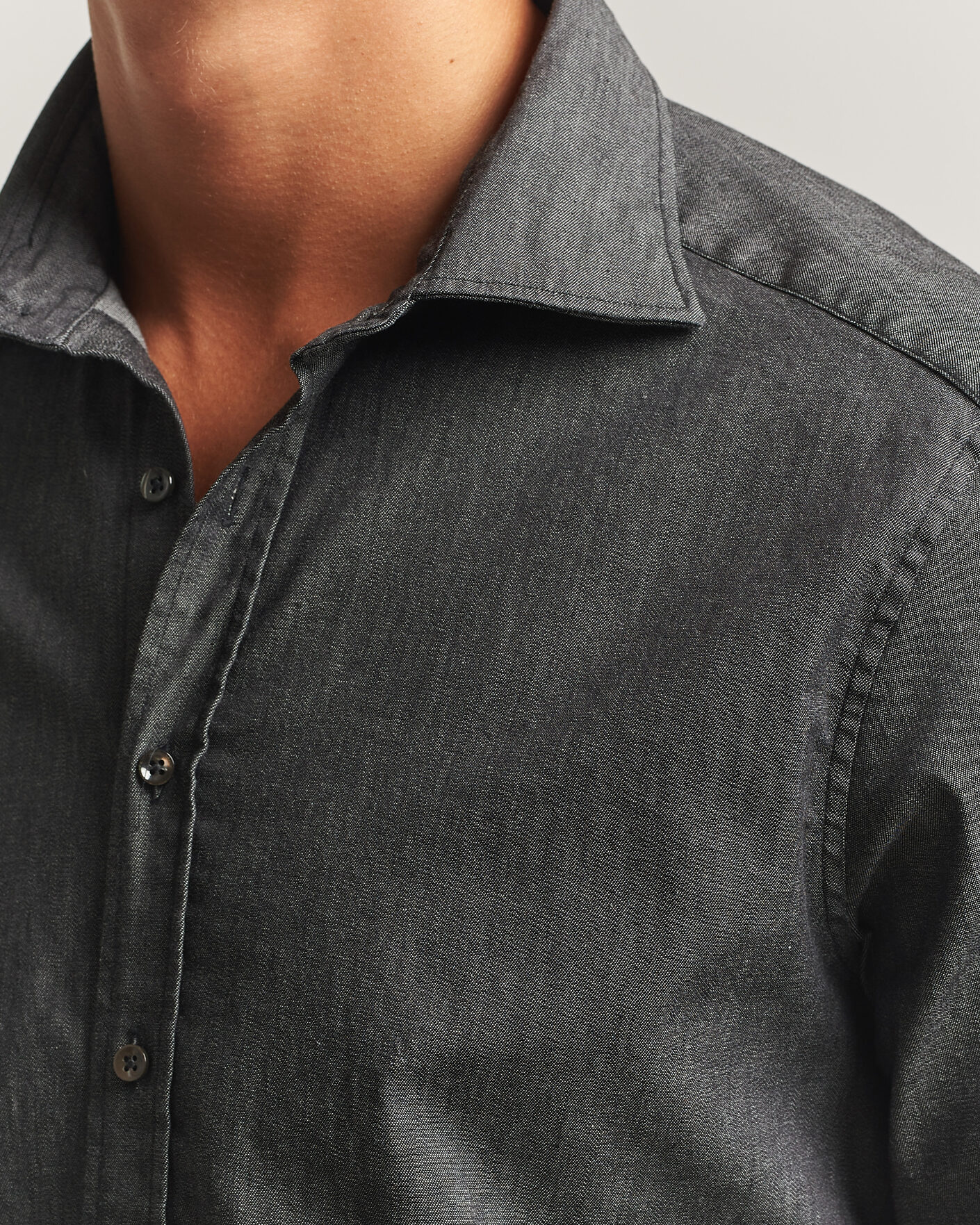 Herr | Skjortor | Stenströms | Slimline Garment Washed Shirt Black Denim