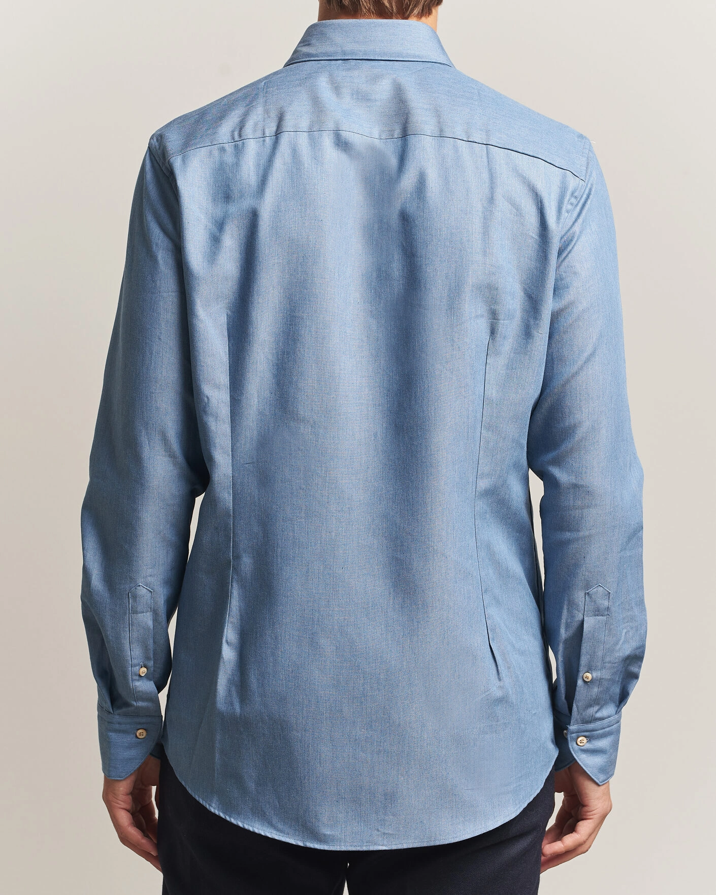 Herr | Skjortor | Stenströms | Slimline Cotton Twill Denim Shirt Blue