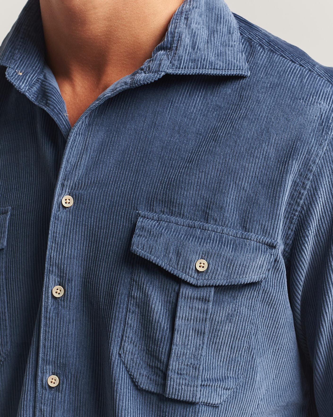 Herr | Skjortor | Stenströms | Regular Fit Cord Pocket Shirt Blue