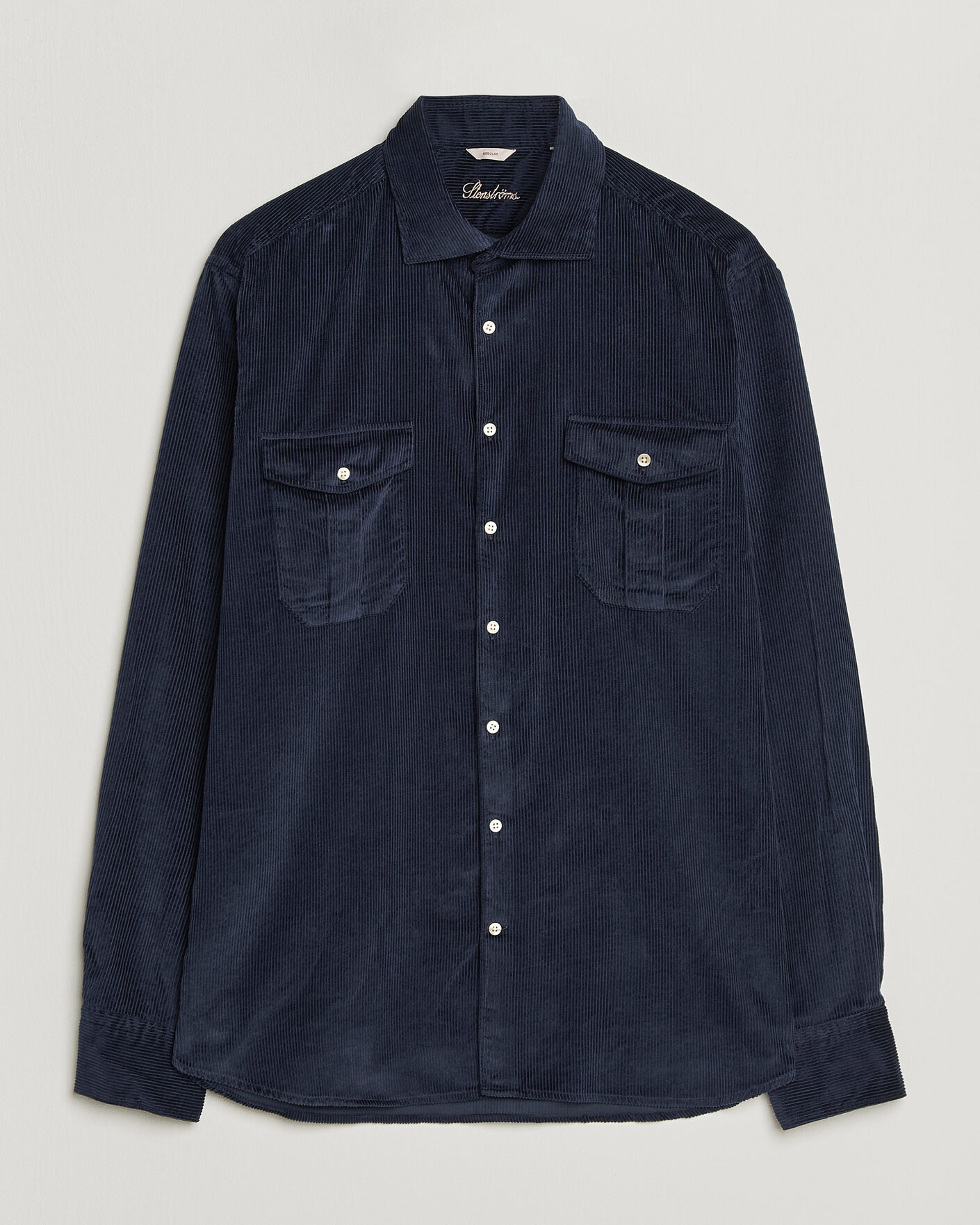 Herr | Skjortor | Stenströms | Regular Fit Cord Pocket Shirt Navy