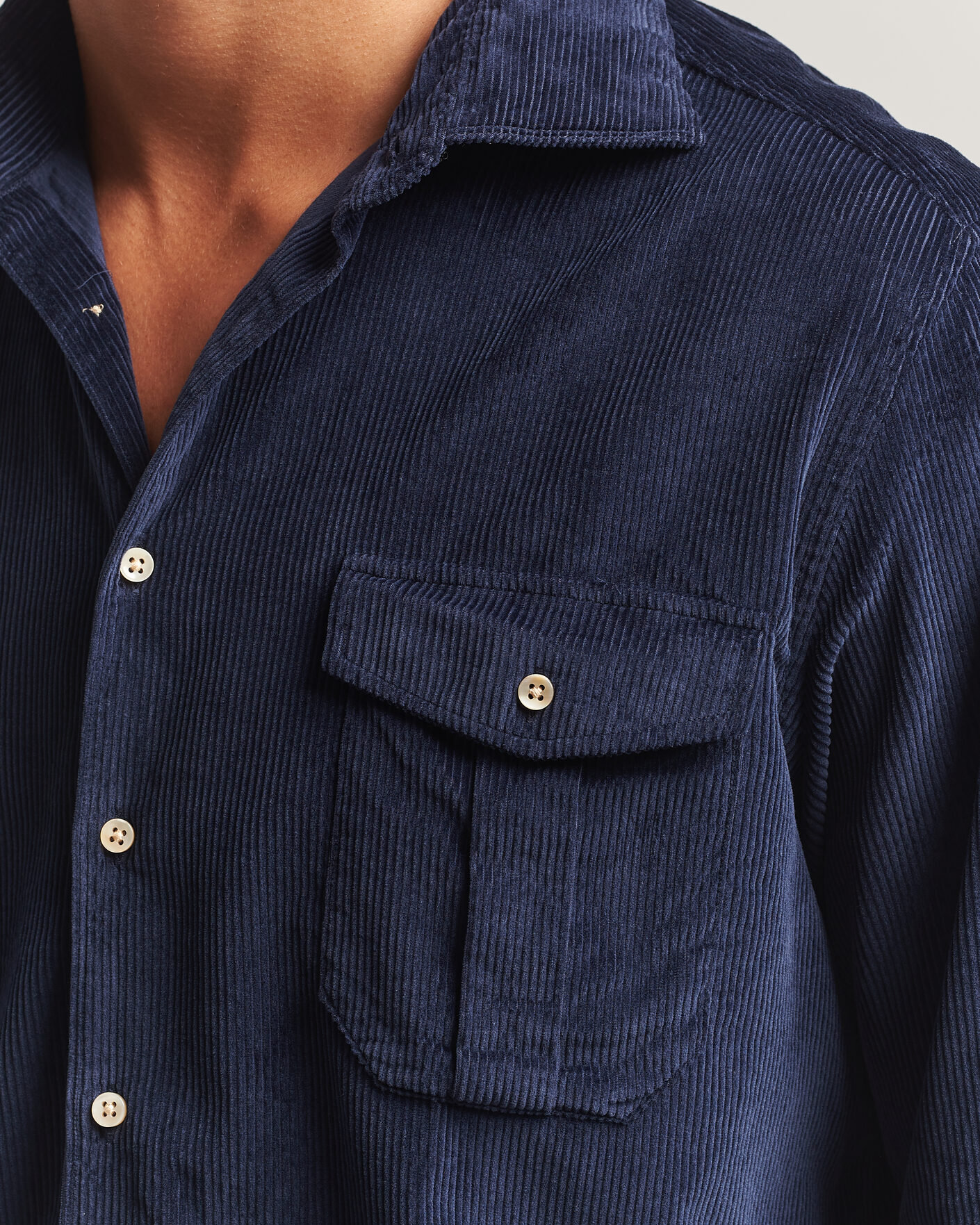 Herr | Skjortor | Stenströms | Regular Fit Cord Pocket Shirt Navy