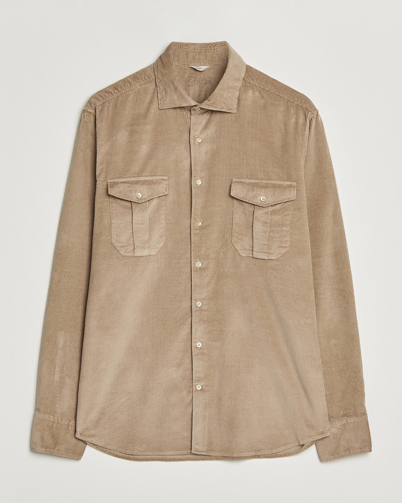 Herr | Skjortor | Stenströms | Regular Fit Cord Pocket Shirt Light Brown