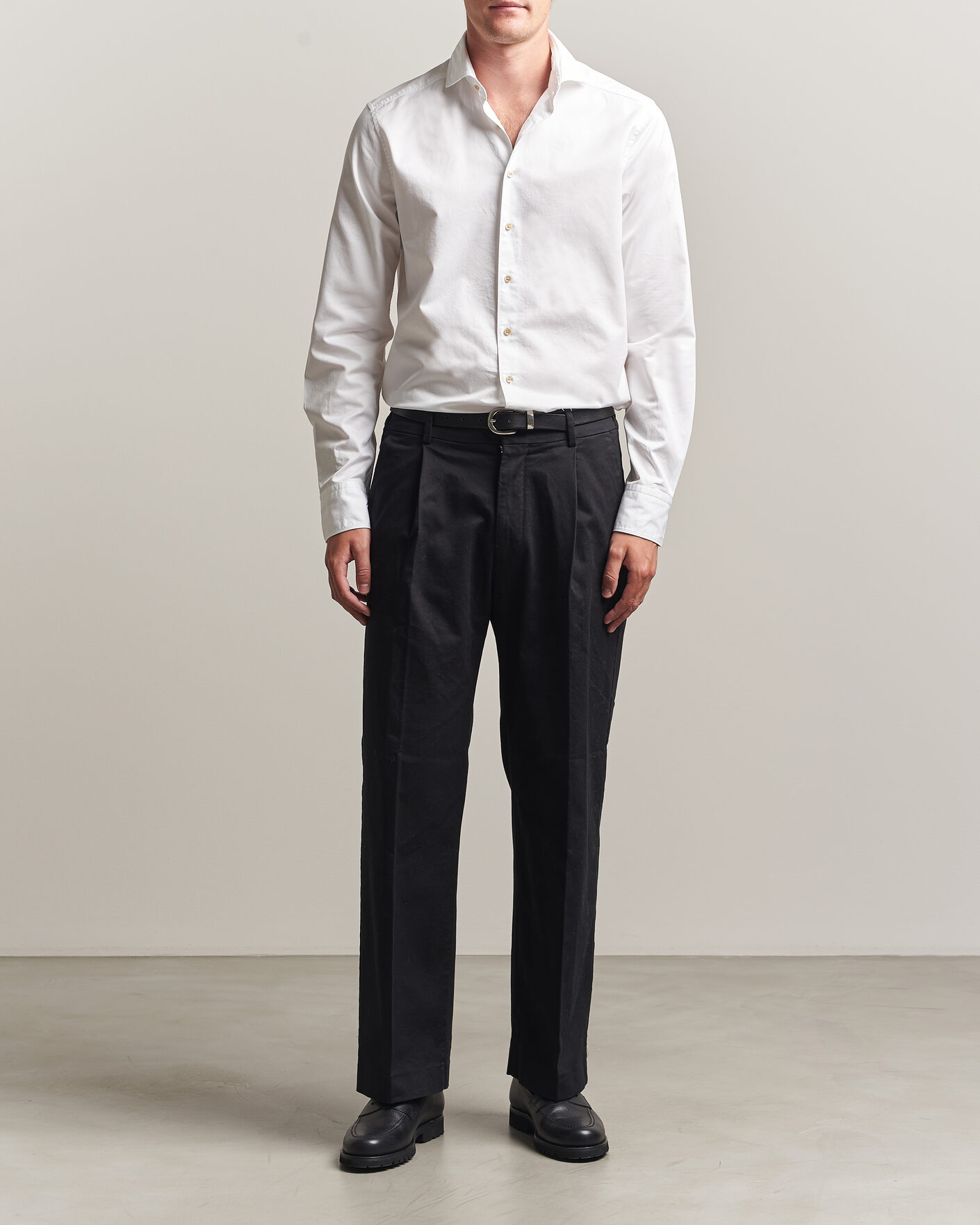 Herr | Skjortor | Stenströms | Slimline Washed Cotton Twill Cut Away Shirt White
