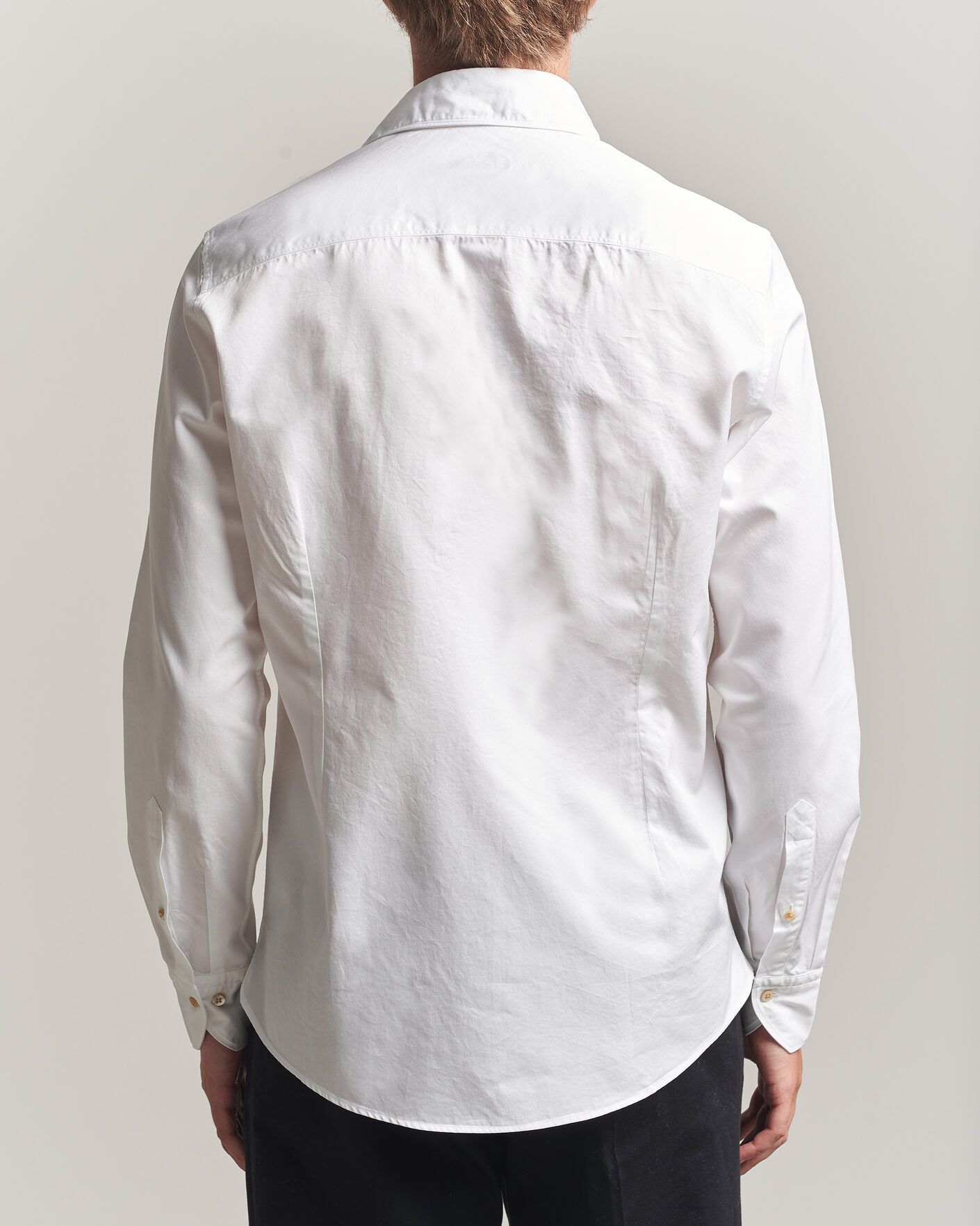 Herr | Skjortor | Stenströms | Slimline Washed Cotton Twill Cut Away Shirt White