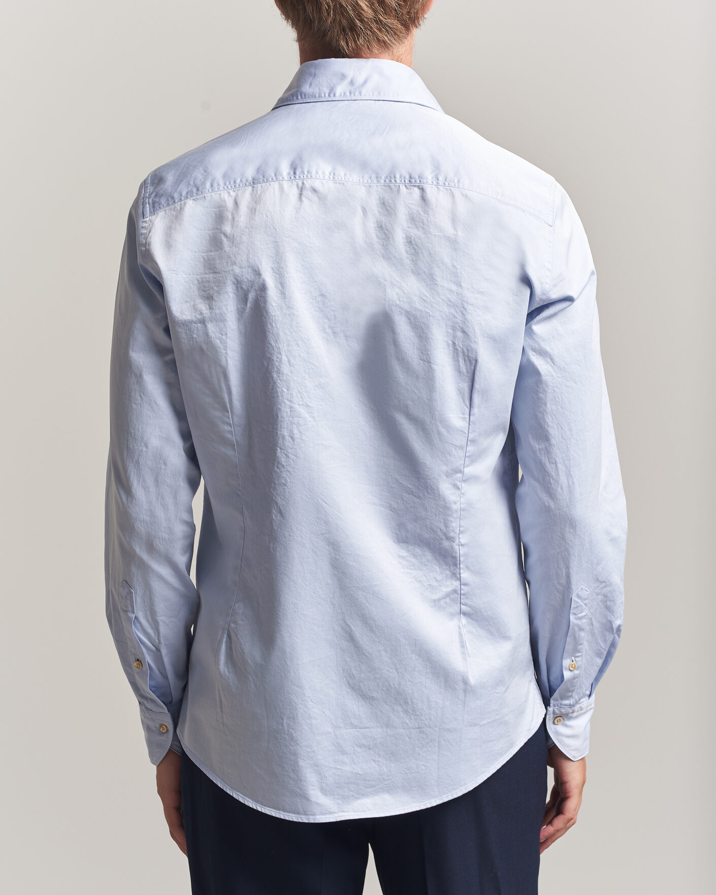 Herr | Skjortor | Stenströms | Slimline Washed Cotton Twill Cut Away Shirt Blue