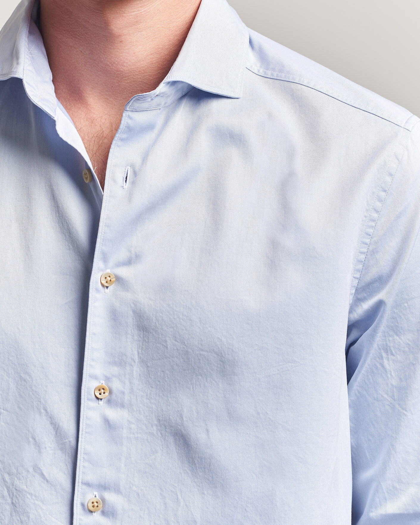 Herr | Skjortor | Stenströms | Slimline Washed Cotton Twill Cut Away Shirt Blue