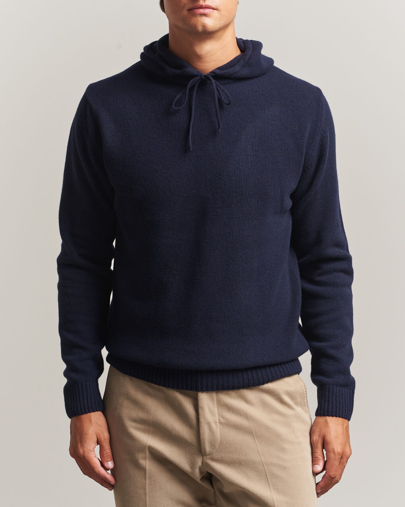 Herr | Tröjor | Stenströms | Brushed Merino Hood Navy