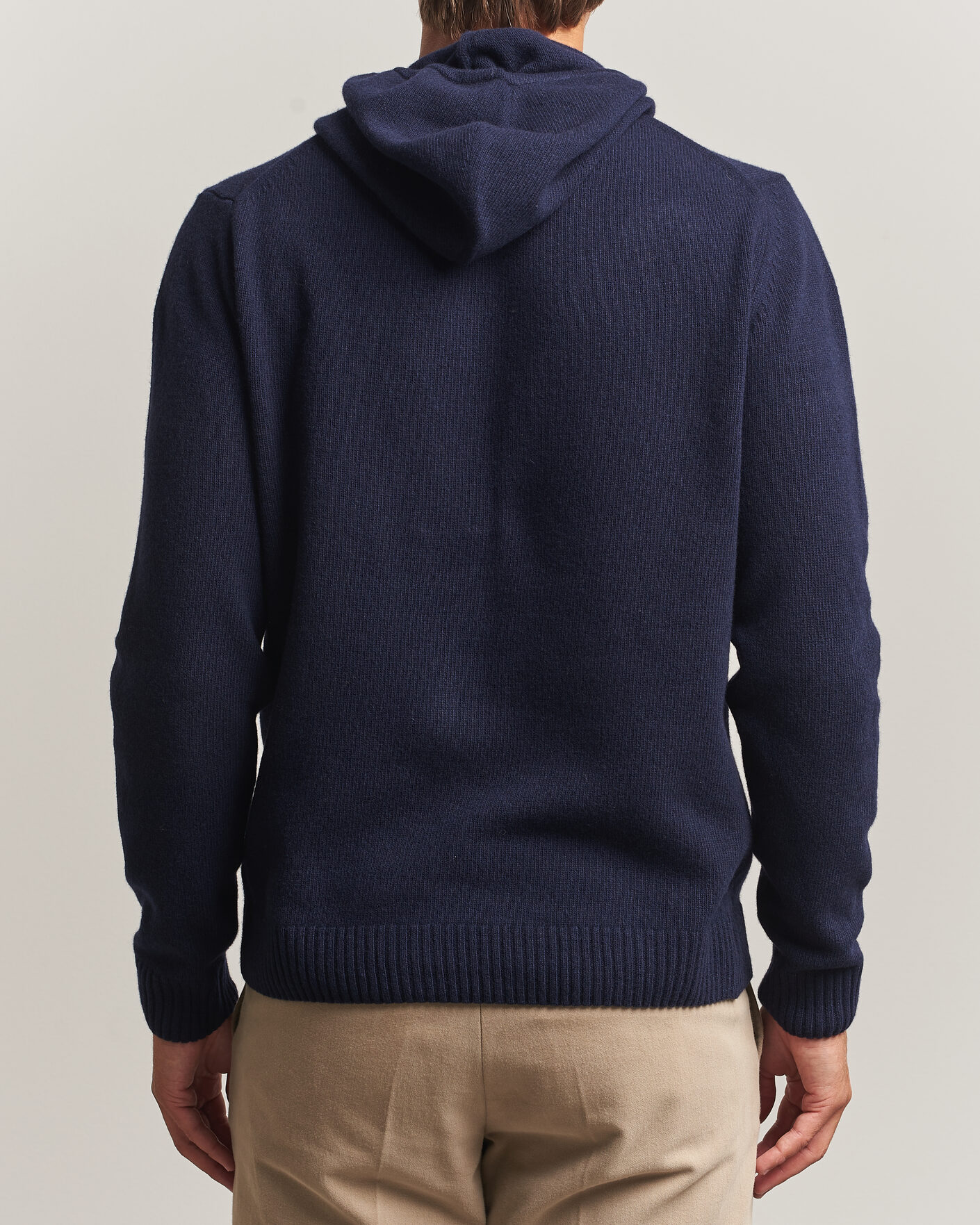 Herr | Tröjor | Stenströms | Brushed Merino Hood Navy