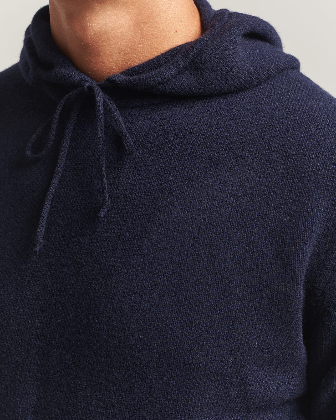Herr | Tröjor | Stenströms | Brushed Merino Hood Navy