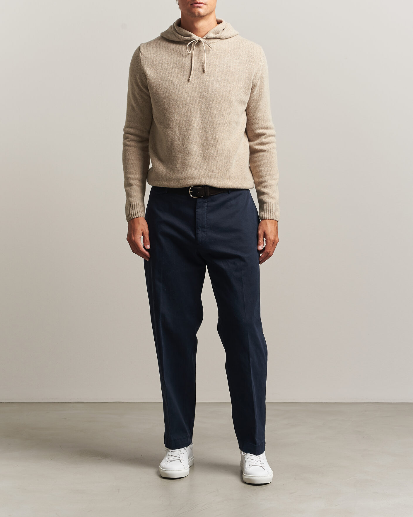Herr | Tröjor | Stenströms | Brushed Merino Hood Beige