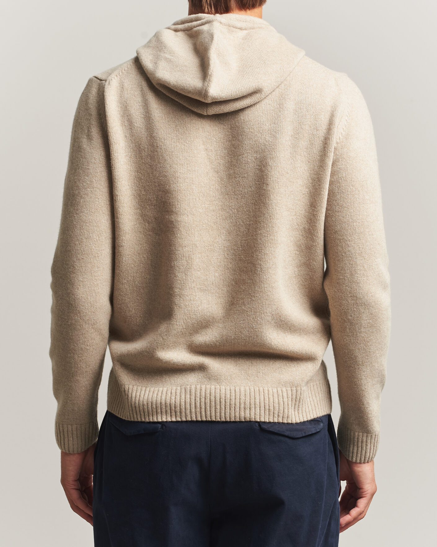Herr | Tröjor | Stenströms | Brushed Merino Hood Beige