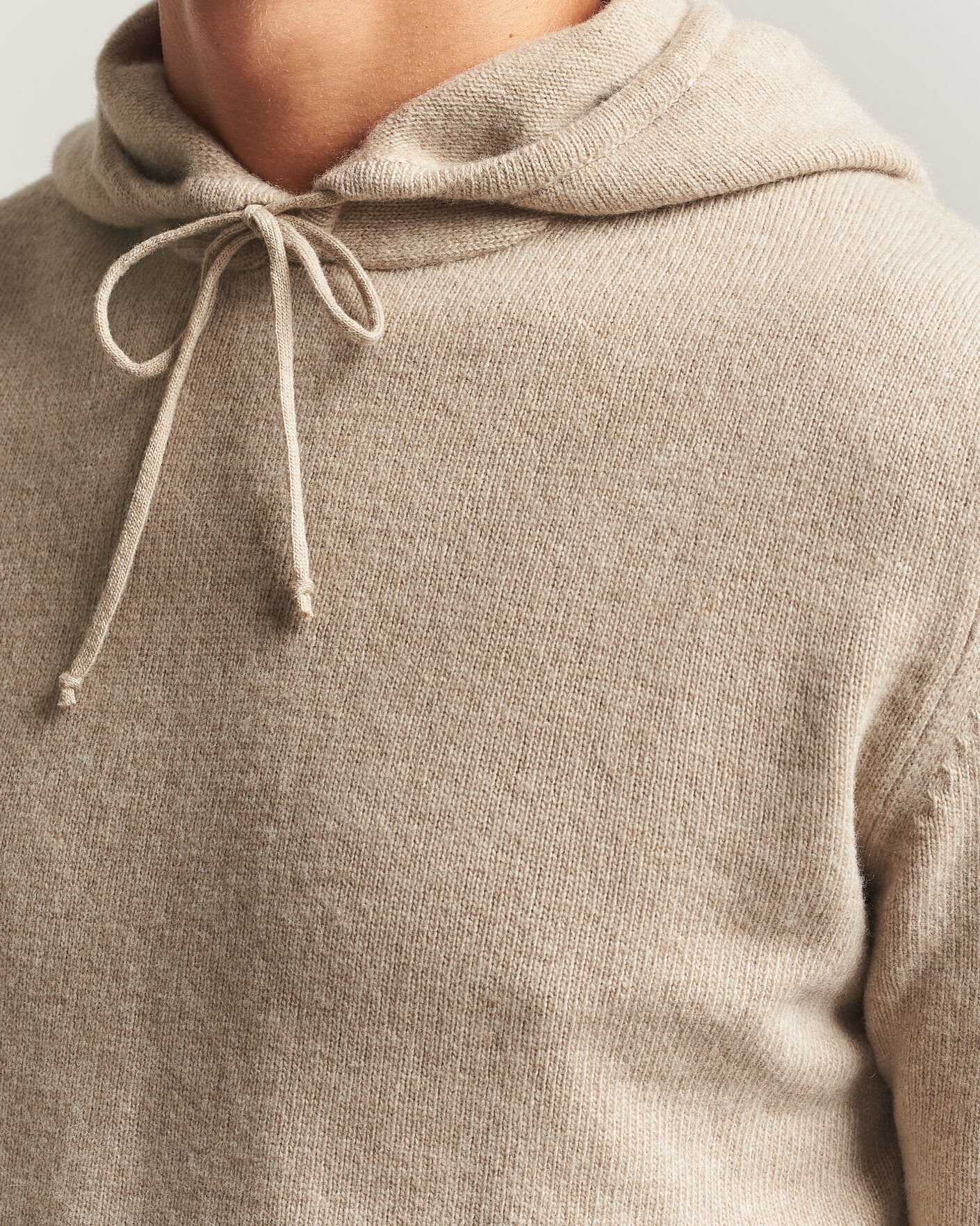 Herr | Tröjor | Stenströms | Brushed Merino Hood Beige