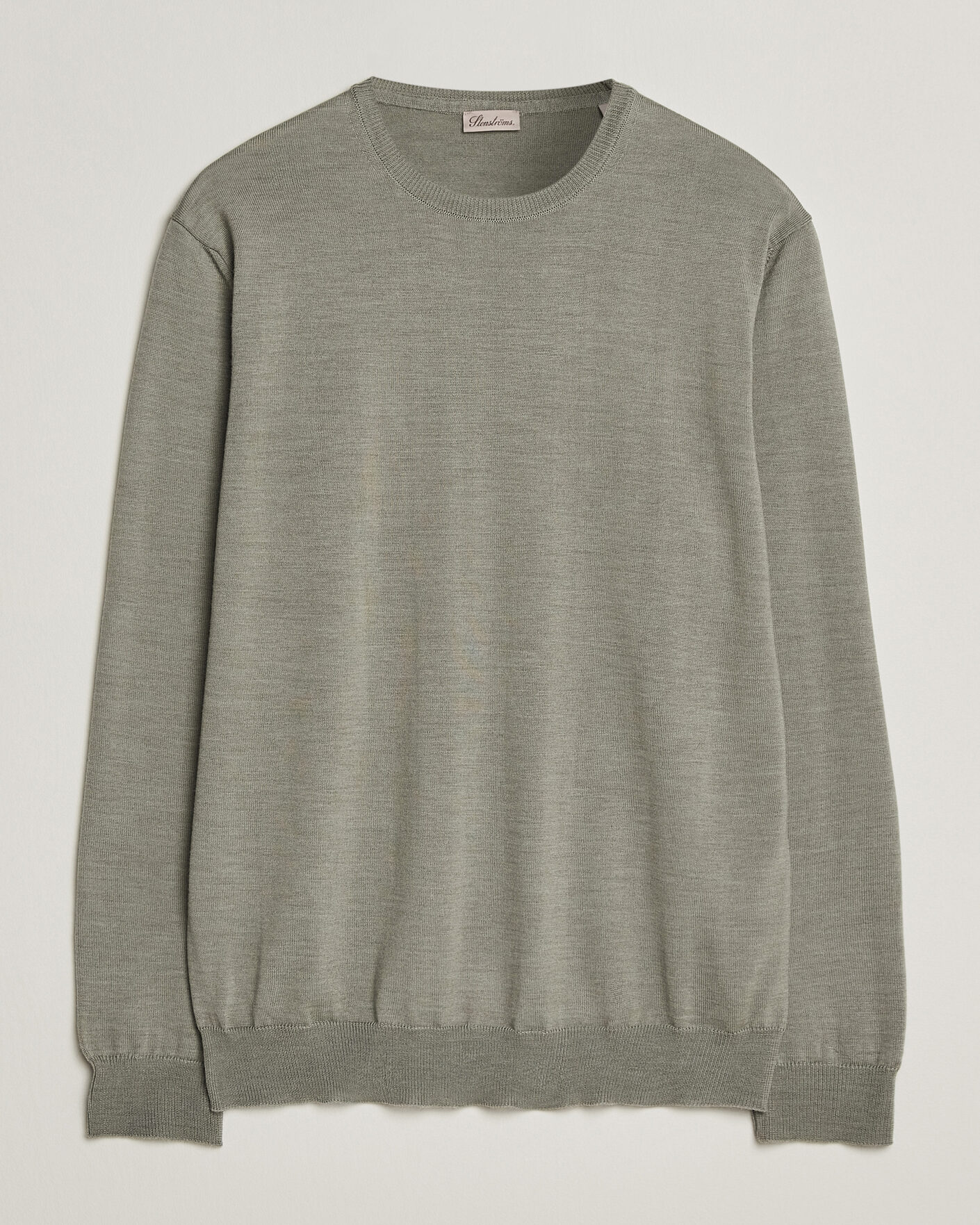 Herr | Tröjor | Stenströms | Merino Crew Neck Green/Grey