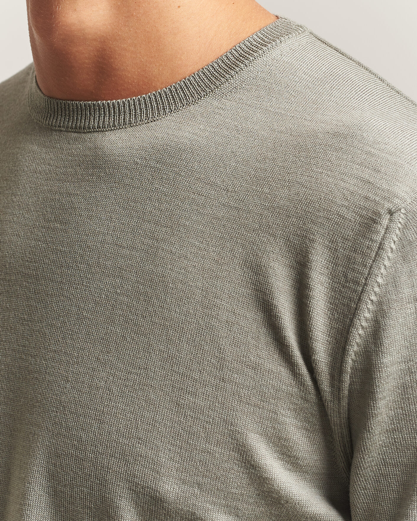 Herr | Tröjor | Stenströms | Merino Crew Neck Green/Grey