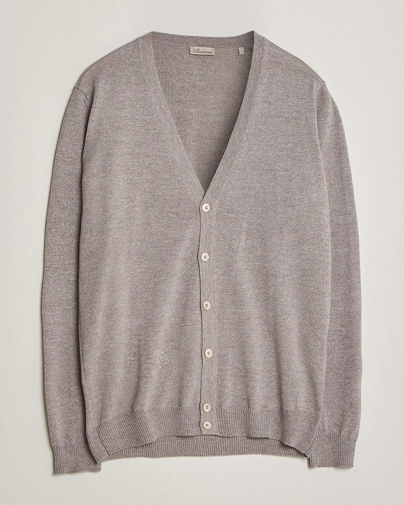 Herr | Tröjor | Stenströms | Merino Cardigan Beige Mouline