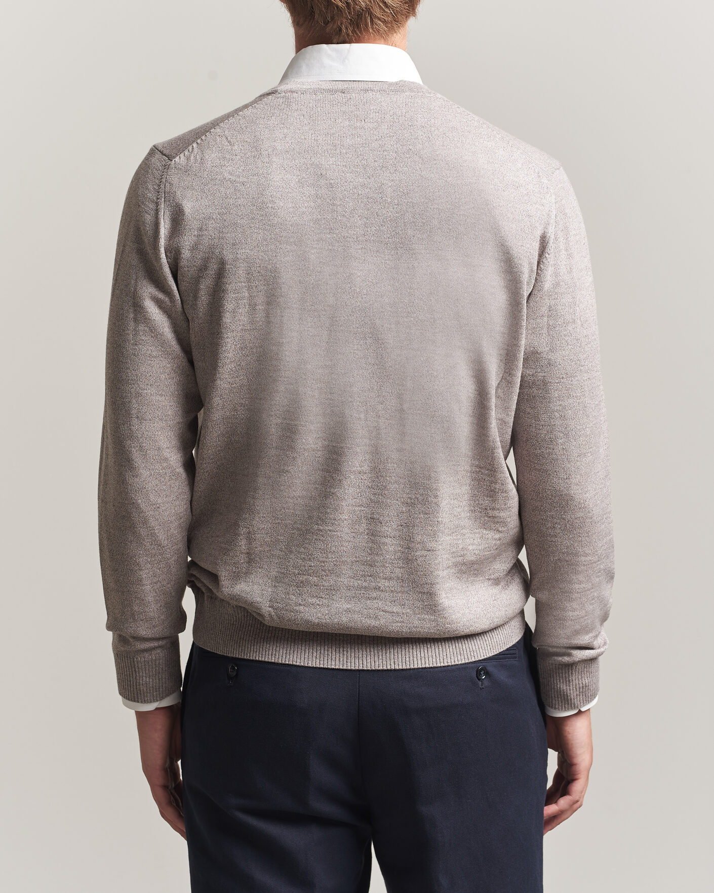 Herr | Tröjor | Stenströms | Merino Cardigan Beige Mouline