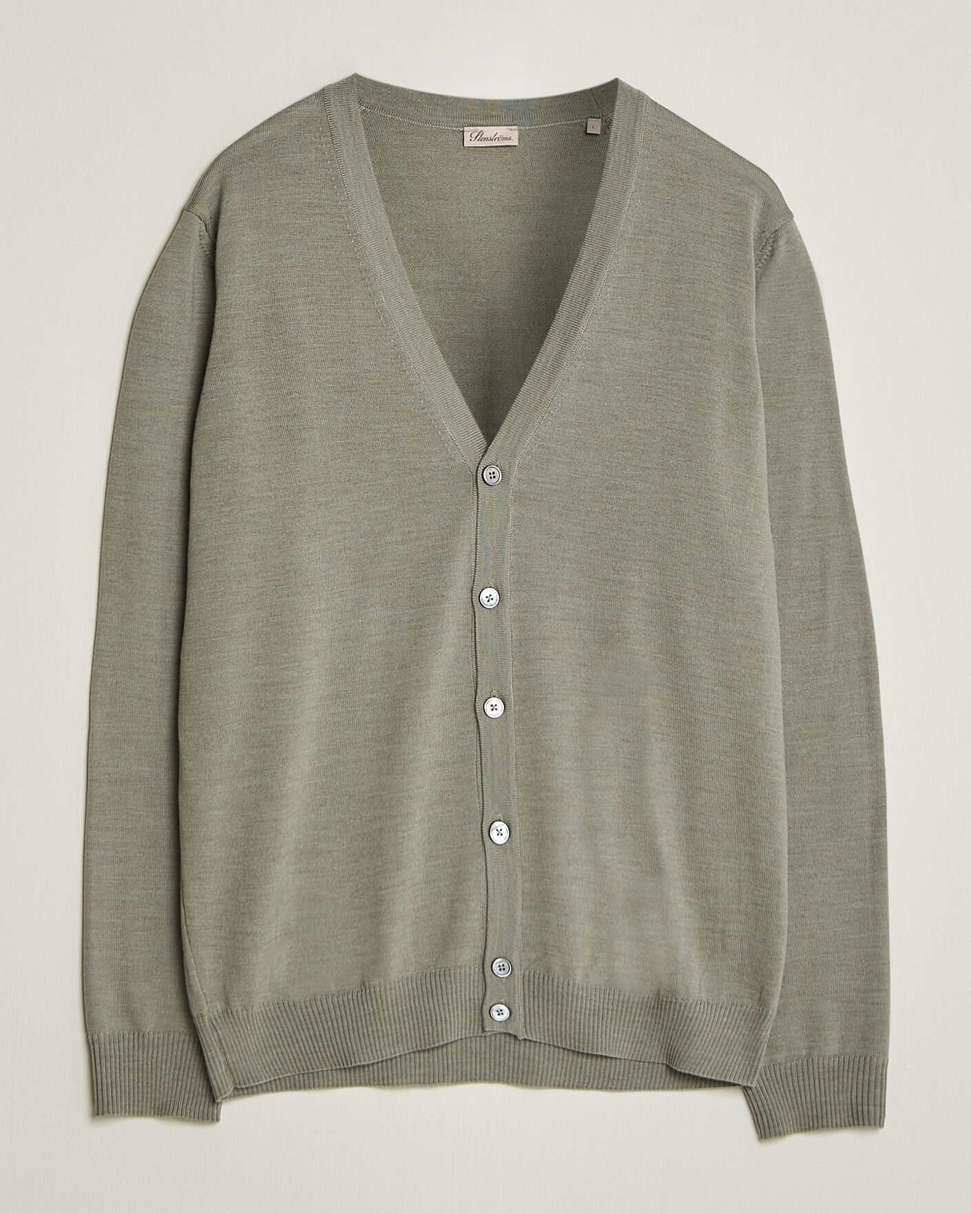 Herr | Tröjor | Stenströms | Merino Cardigan Green/Grey