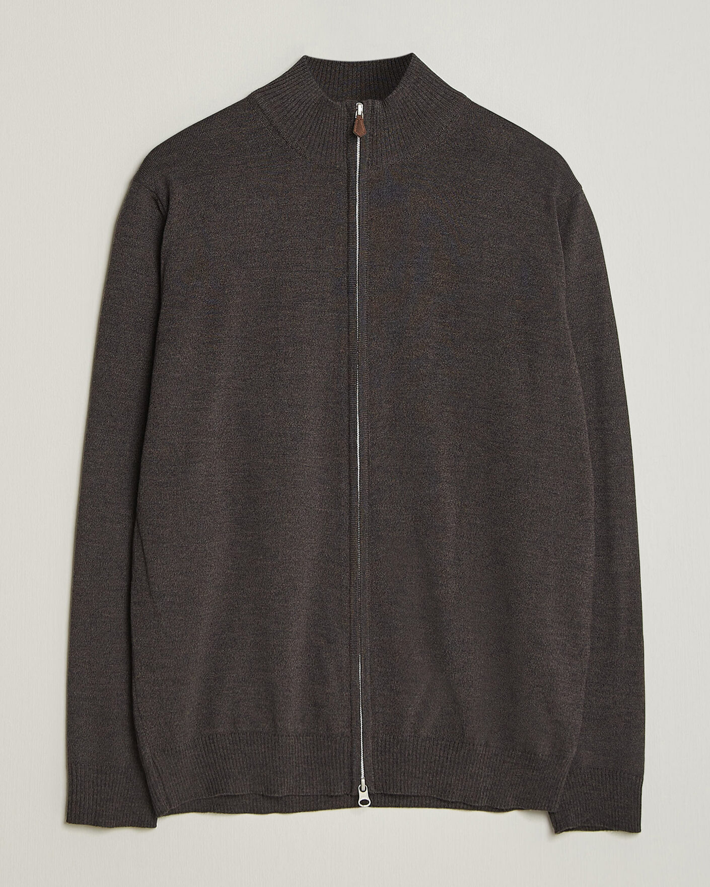 Herr | Tröjor | Stenströms | Merino Full Zip Dark Brown