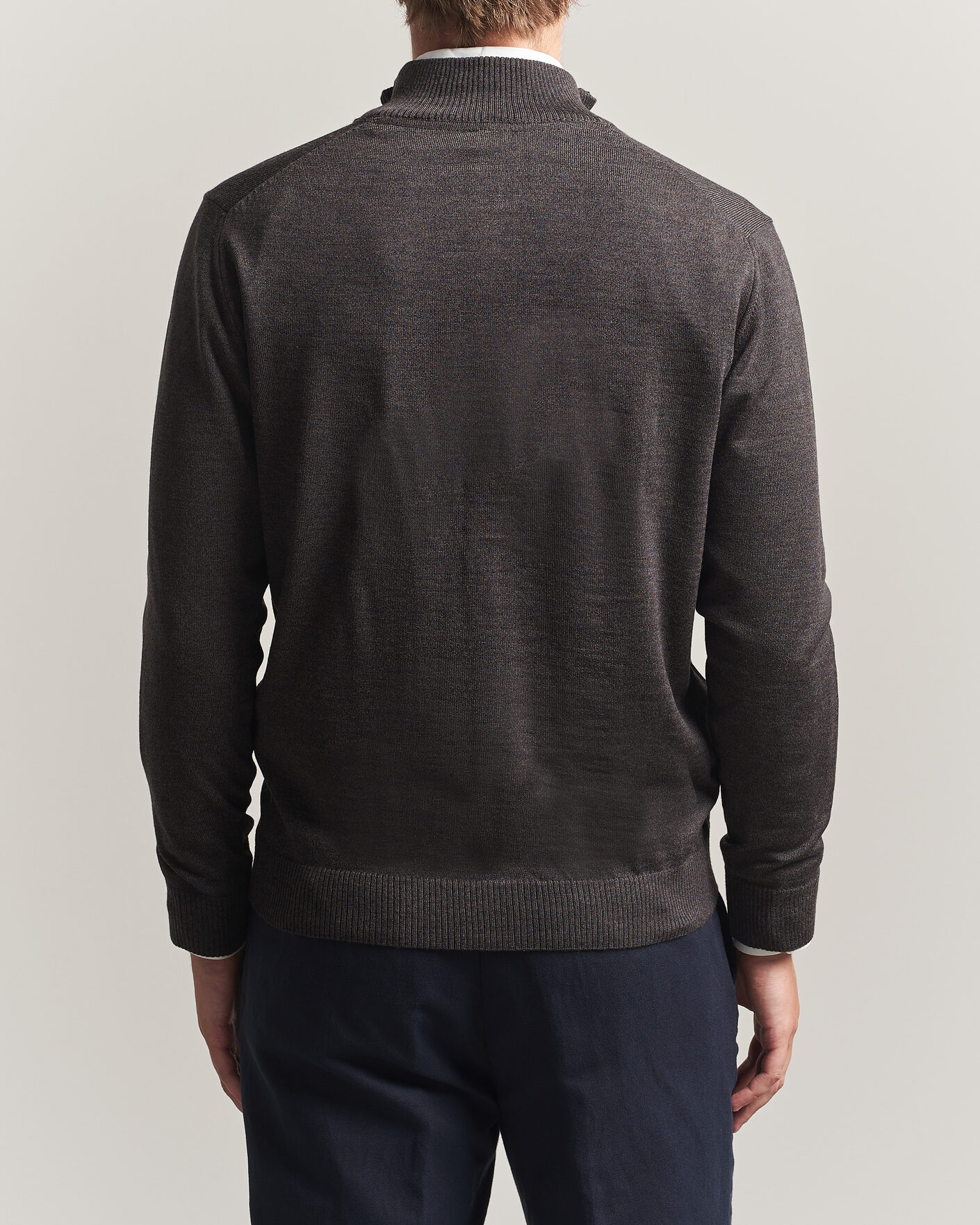 Herr | Tröjor | Stenströms | Merino Full Zip Dark Brown