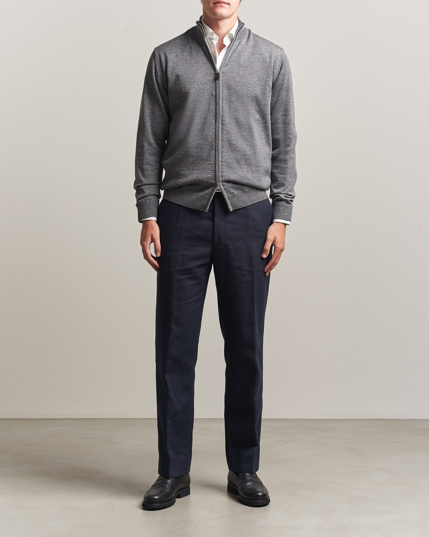 Herr | Tröjor | Stenströms | Merino Full Zip Grey
