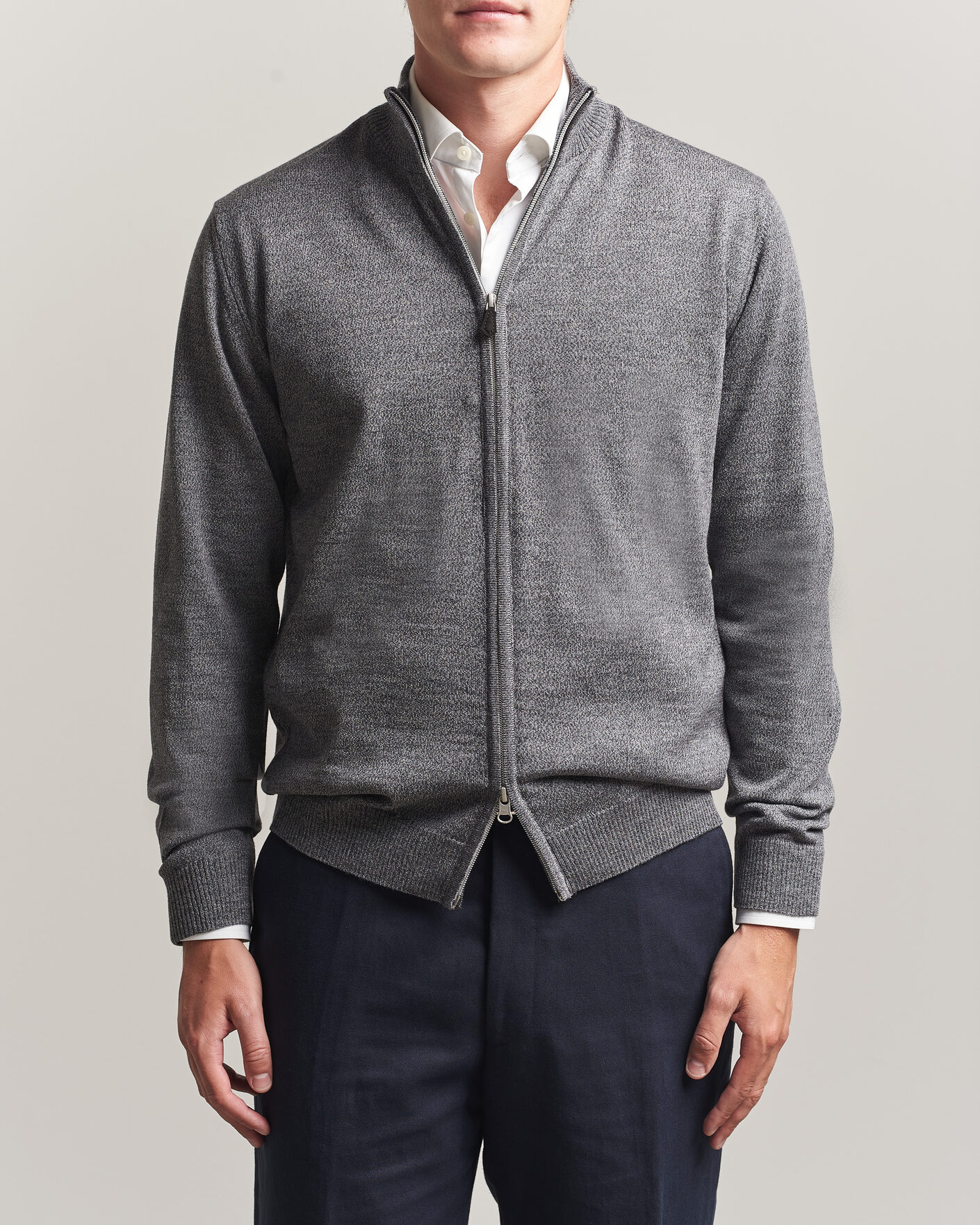 Herr | Tröjor | Stenströms | Merino Full Zip Grey