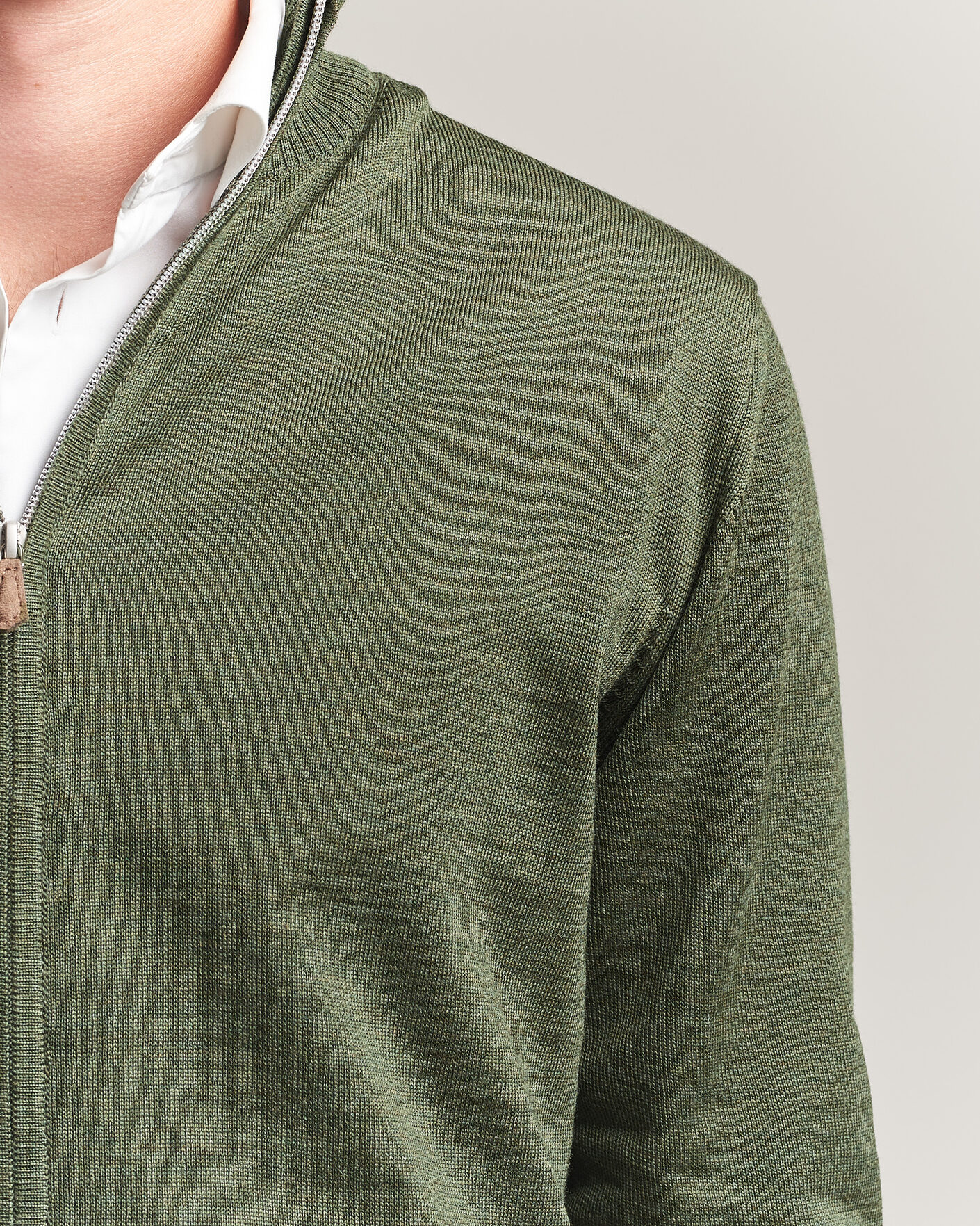 Herr | Tröjor | Stenströms | Merino Full Zip Green