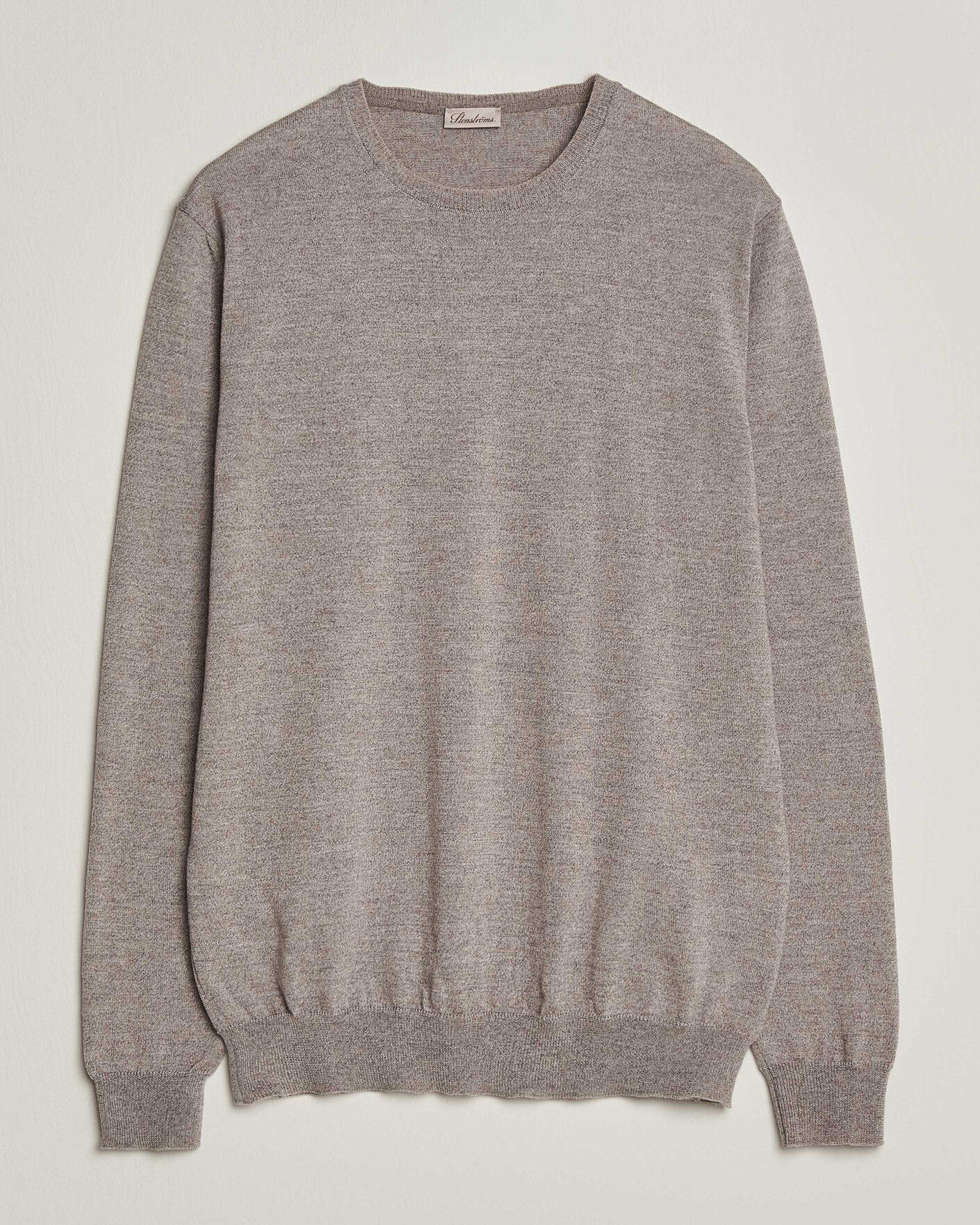 Herr | Tröjor | Stenströms | Merino Patch Crew Neck Beige