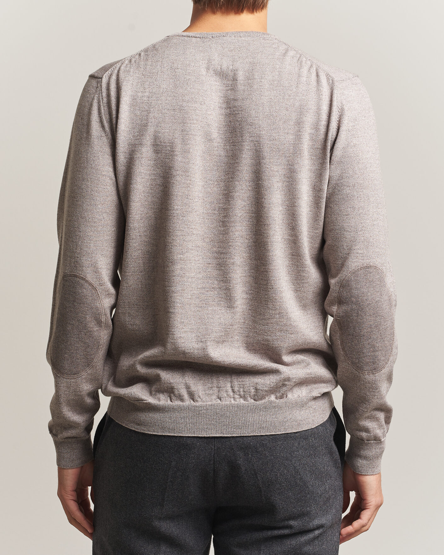 Herr | Tröjor | Stenströms | Merino Patch Crew Neck Beige