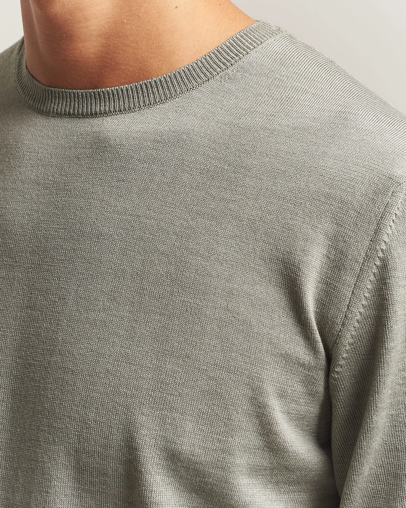 Herr | Tröjor | Stenströms | Merino Patch Crew Neck Green/Grey