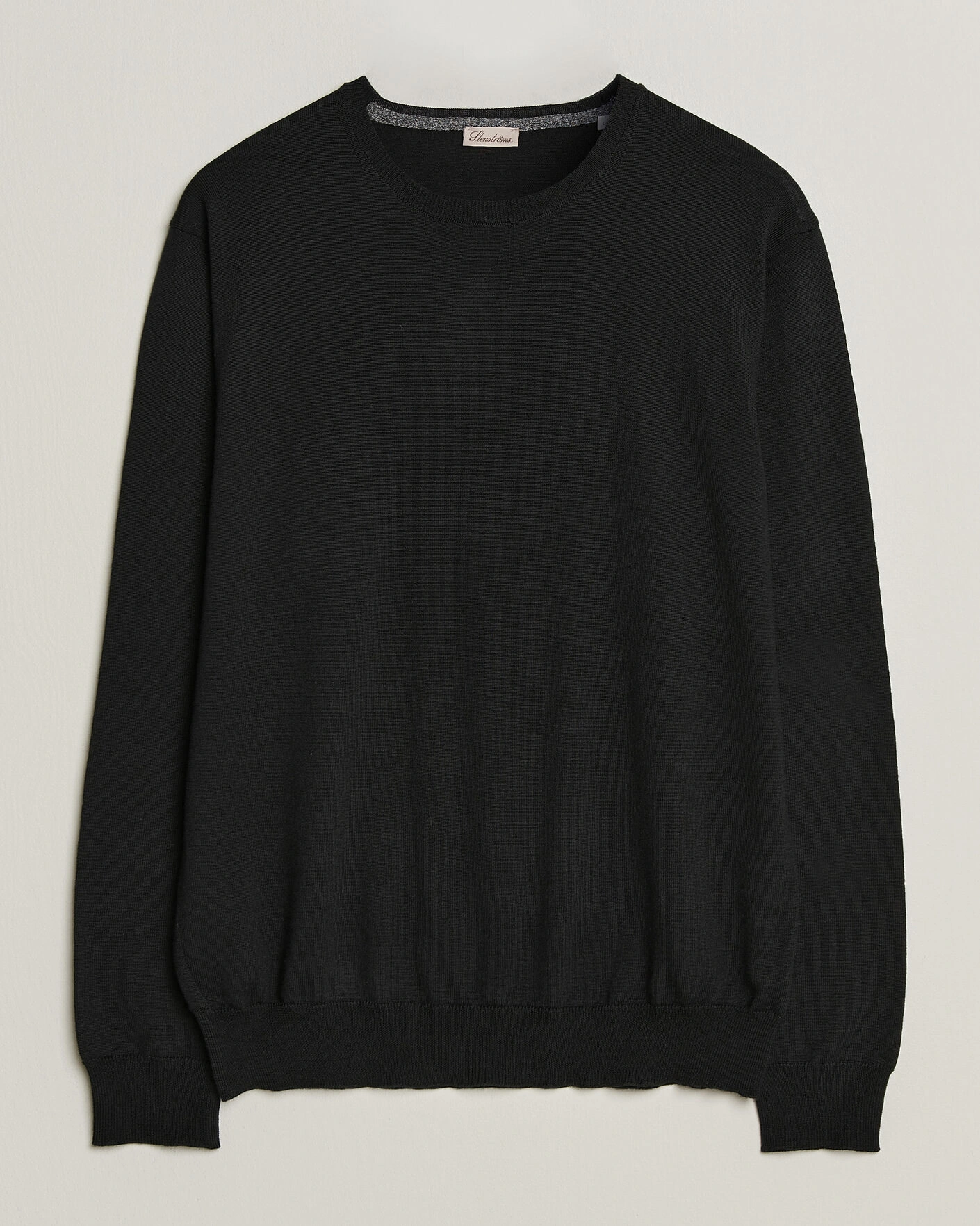 Herr | Tröjor | Stenströms | Merino Patch Crew Neck Black
