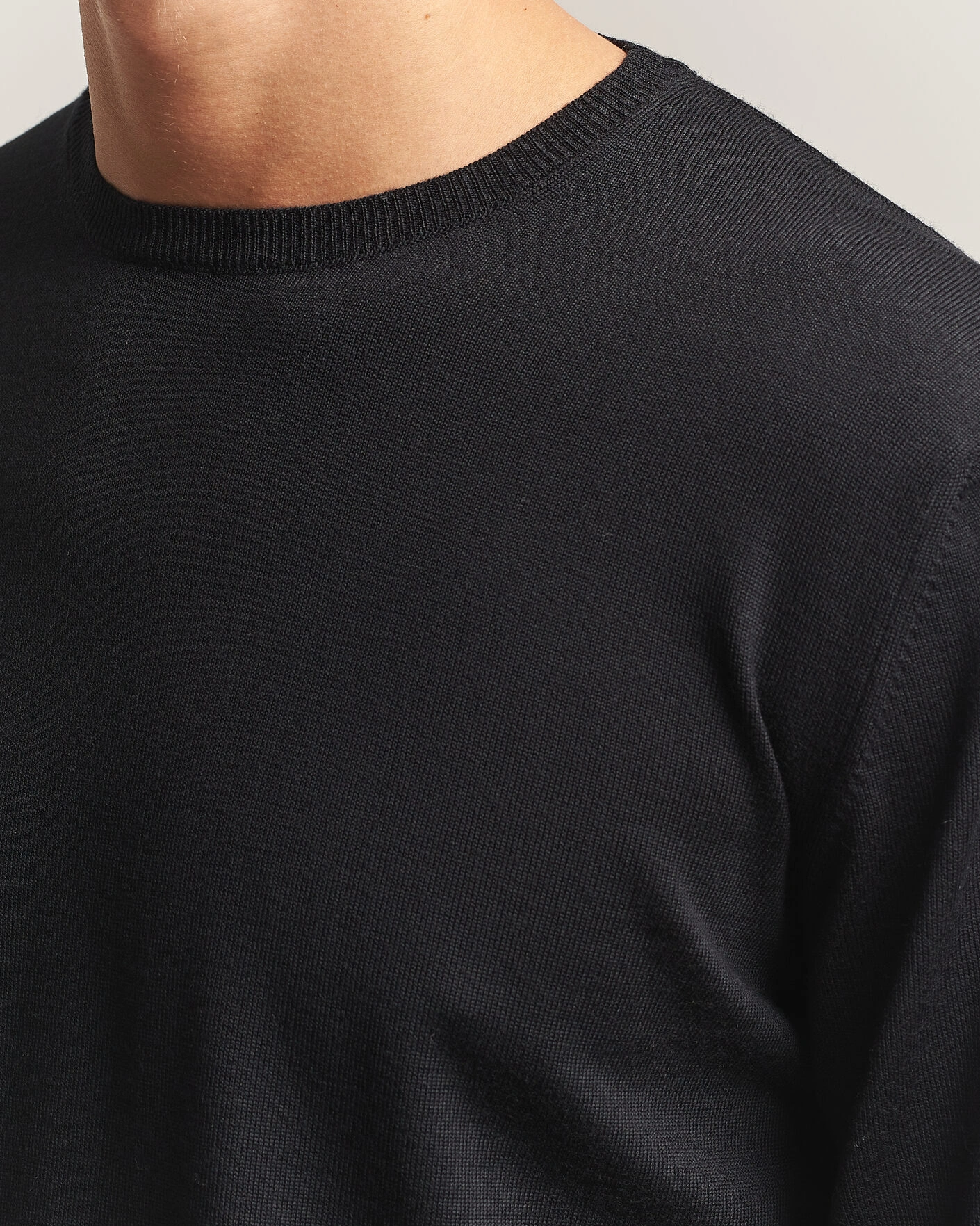 Herr | Tröjor | Stenströms | Merino Patch Crew Neck Black