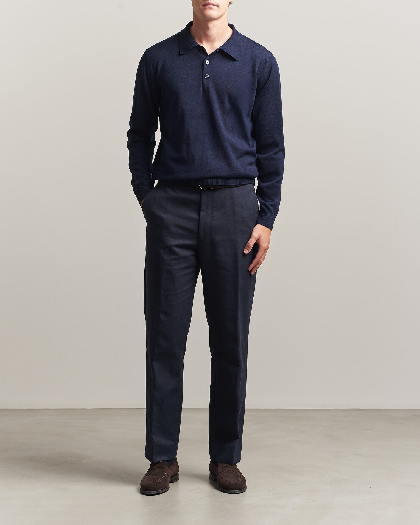 Herr | Tröjor | Stenströms | Merino Polo Navy