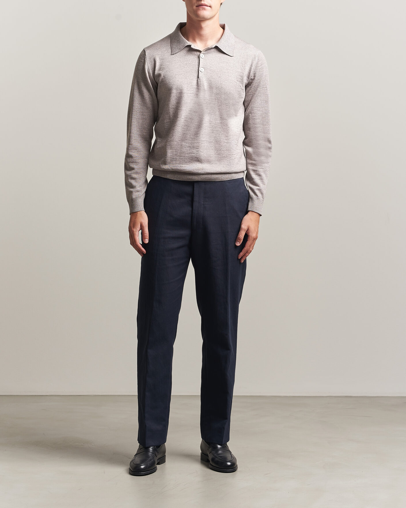 Herr | Tröjor | Stenströms | Merino Polo Beige