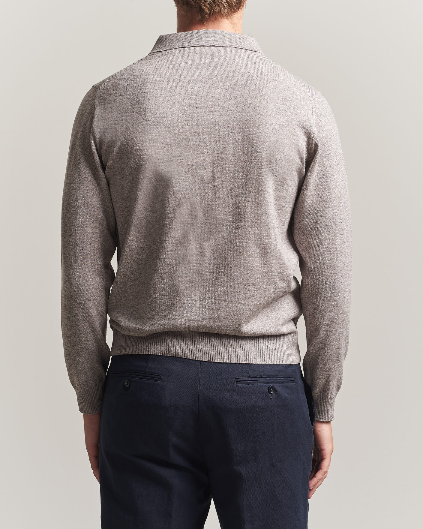 Herr | Tröjor | Stenströms | Merino Polo Beige