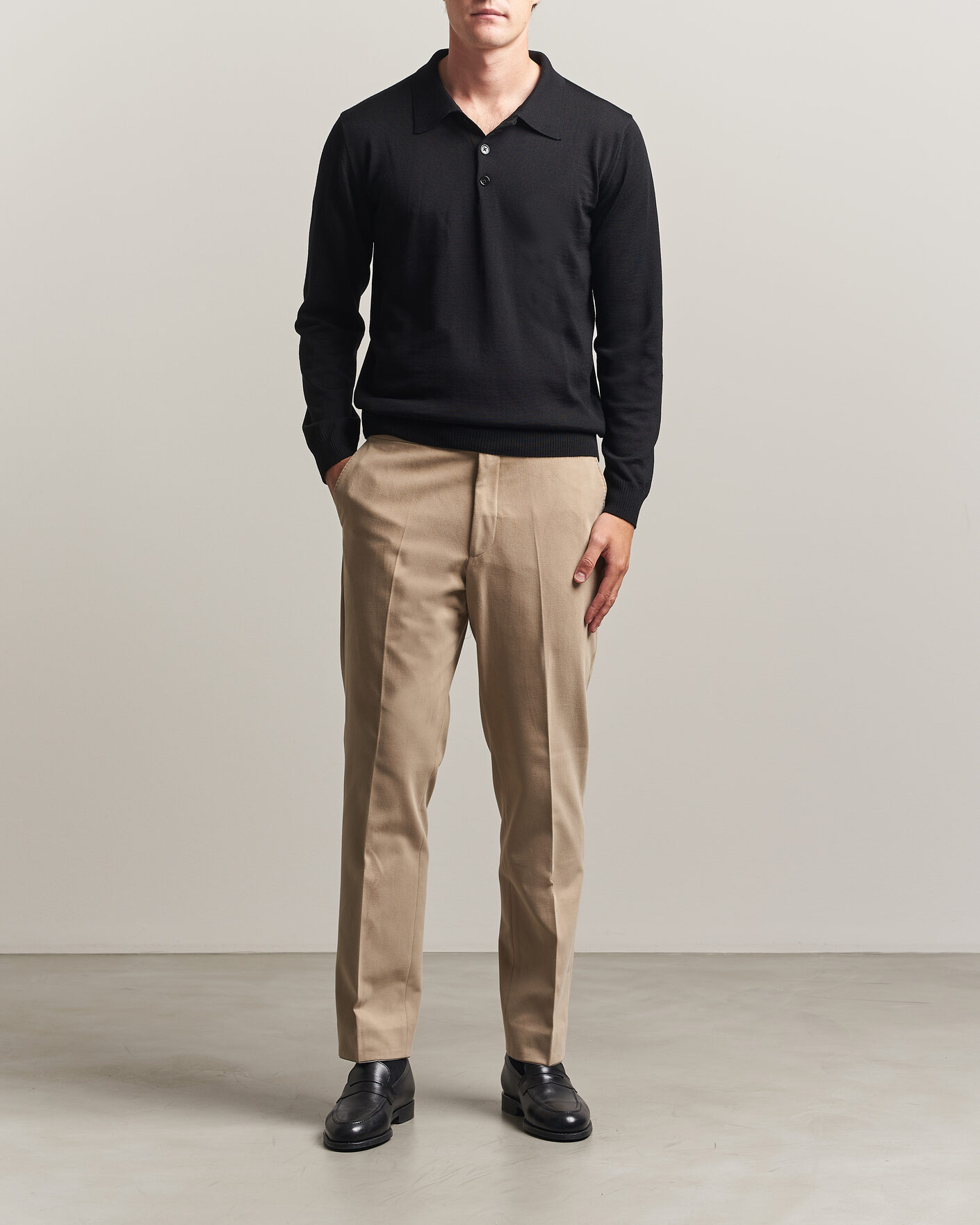 Herr | Tröjor | Stenströms | Merino Polo Black