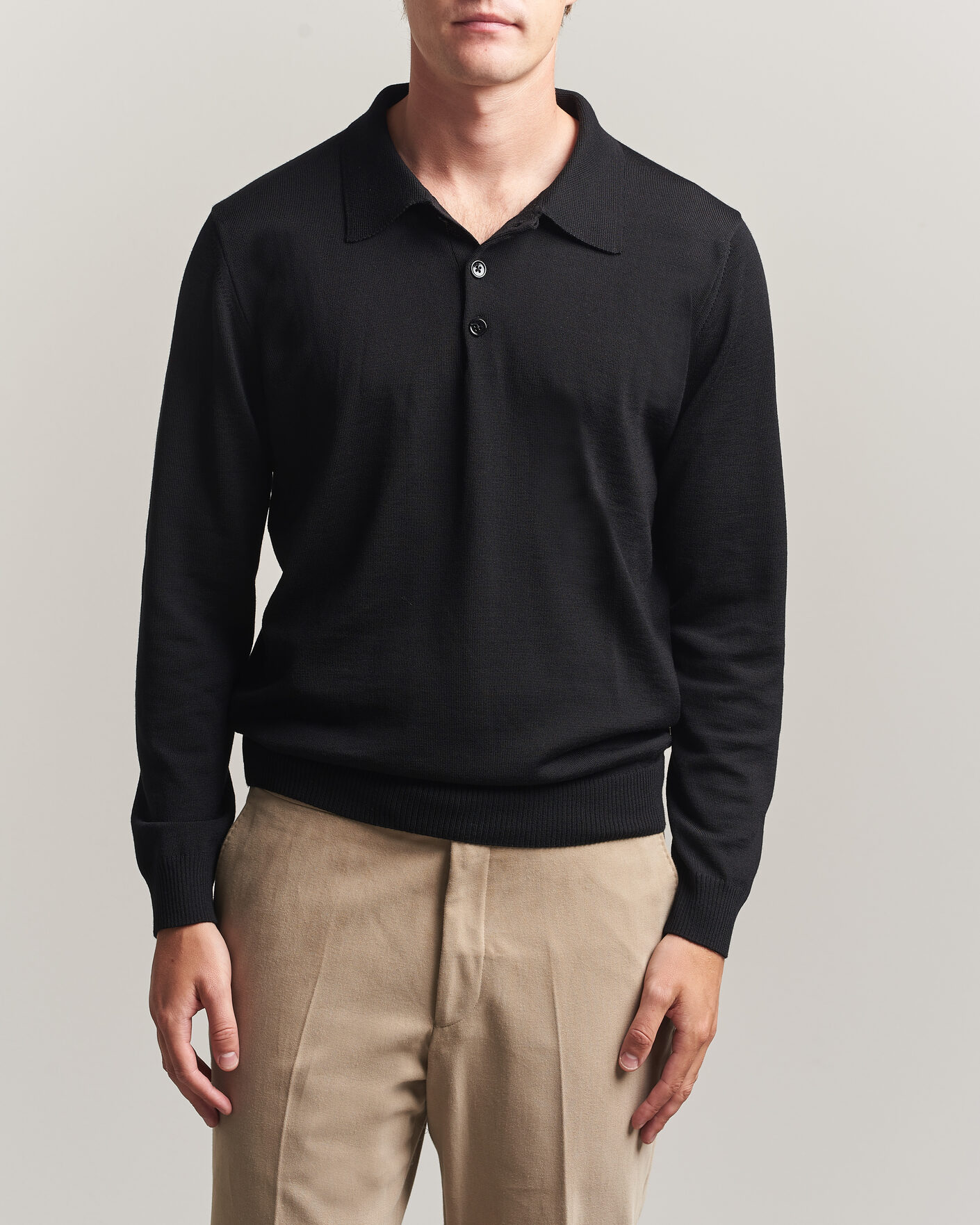 Herr | Tröjor | Stenströms | Merino Polo Black