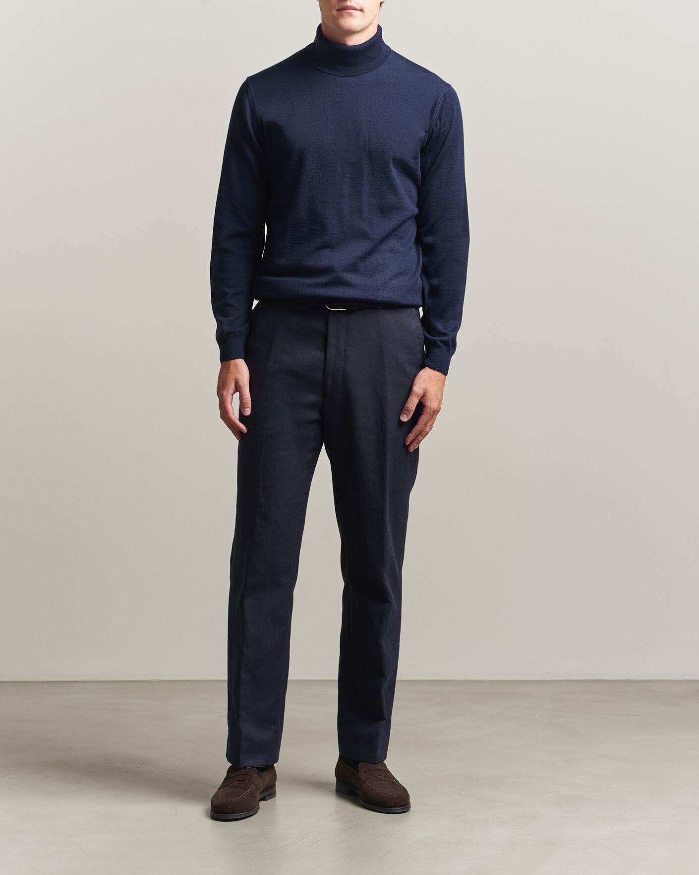 Herr | Tröjor | Stenströms | Merino Rollneck Navy